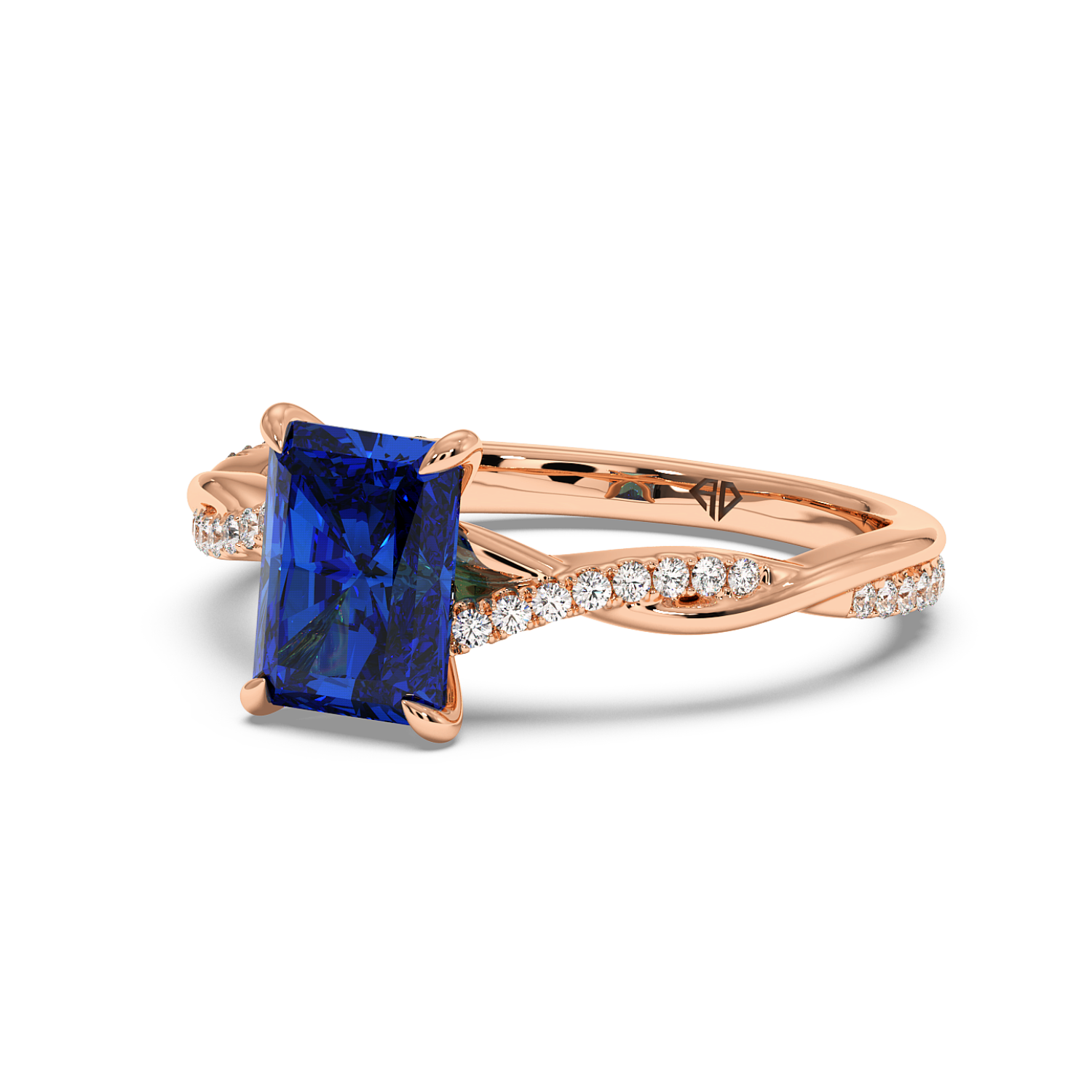 18K Rose Gold Rochelle Diamond Shoulder Engagement Ring