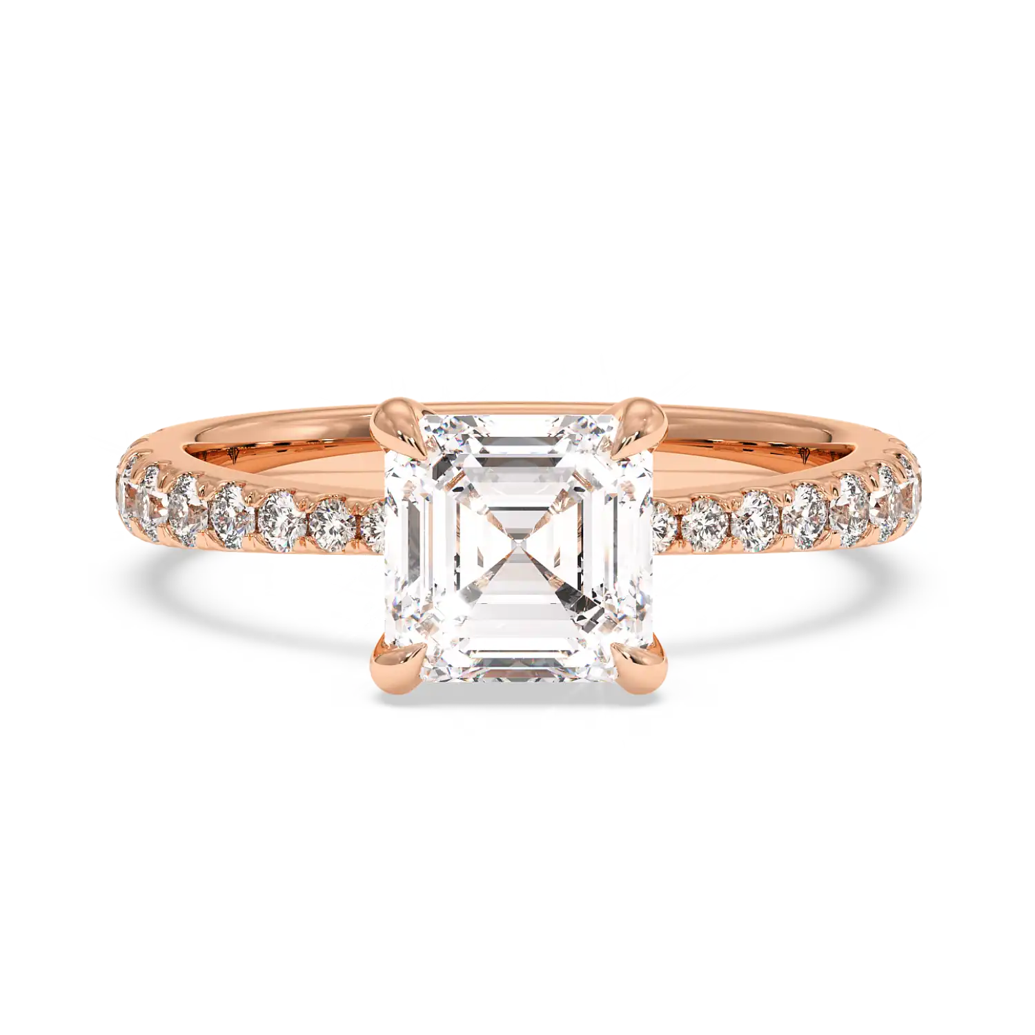 18K Rose Gold Ena Diamond Shoulder Engagement Ring