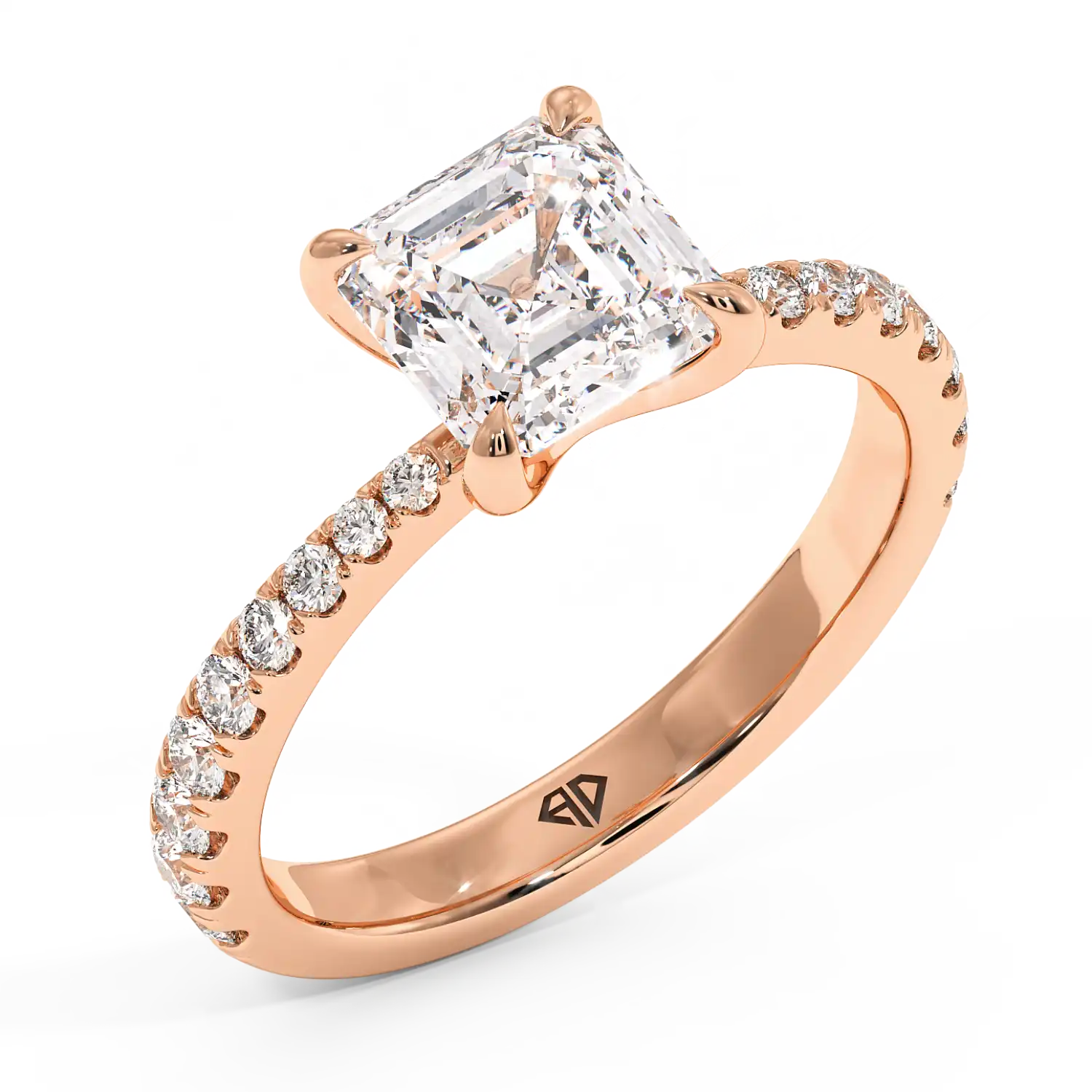 18K Rose Gold Ena Diamond Shoulder Engagement Ring