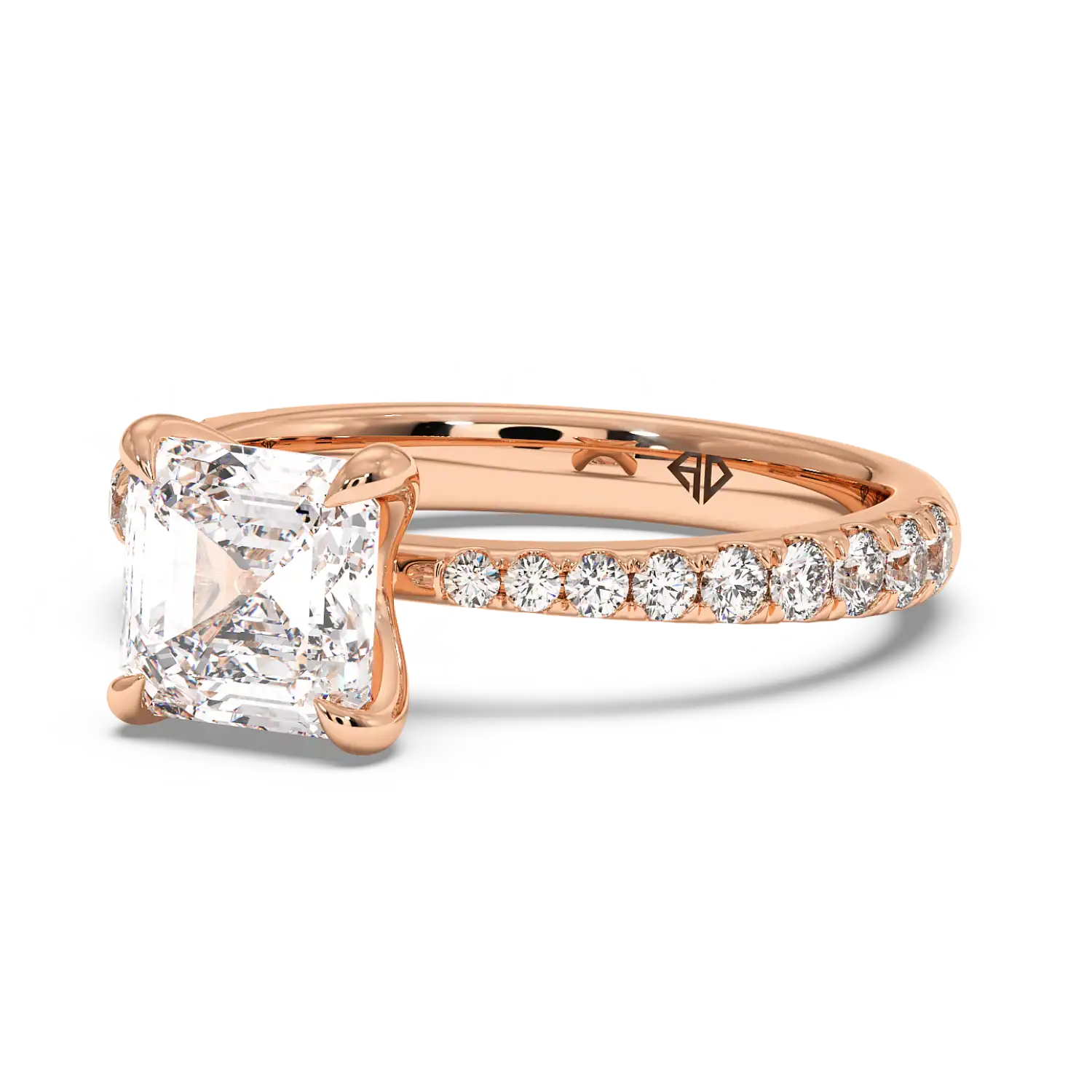 18K Rose Gold Ena Diamond Shoulder Engagement Ring