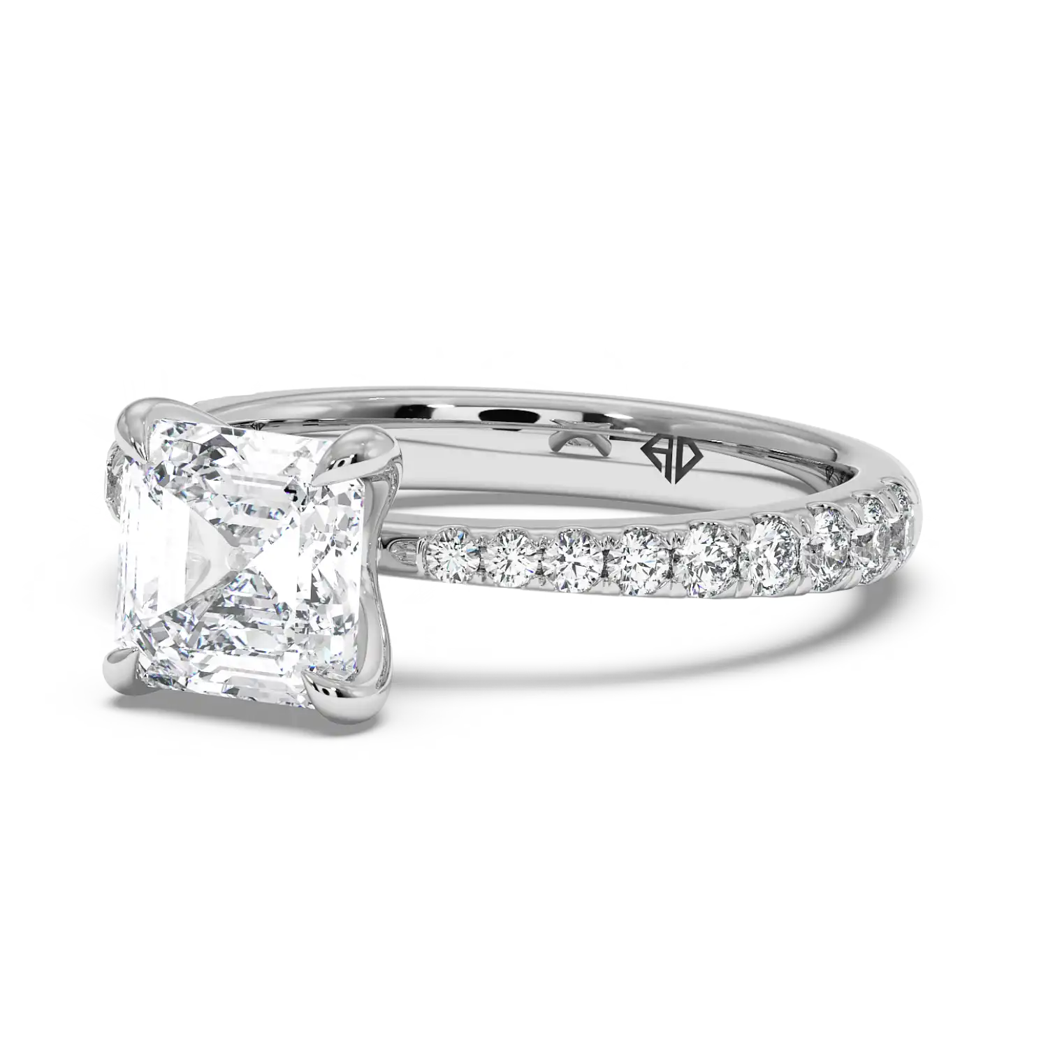 Platinum Ena Diamond Shoulder Engagement Ring