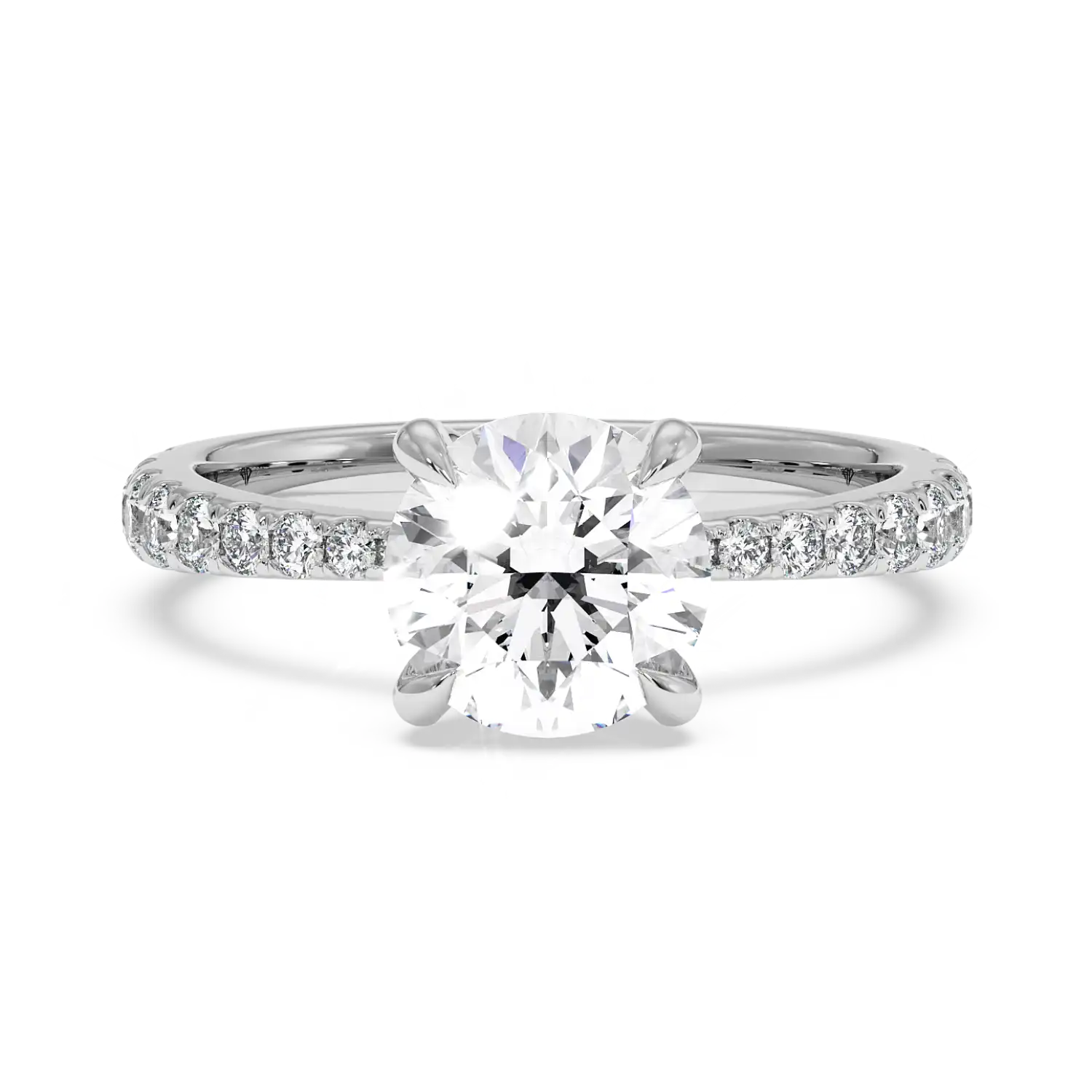 18K White Gold Ena Diamond Shoulder Engagement Ring