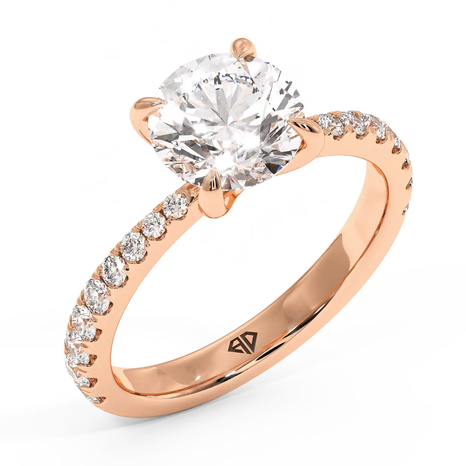 18K Rose Gold Ena Diamond Shoulder Engagement Ring