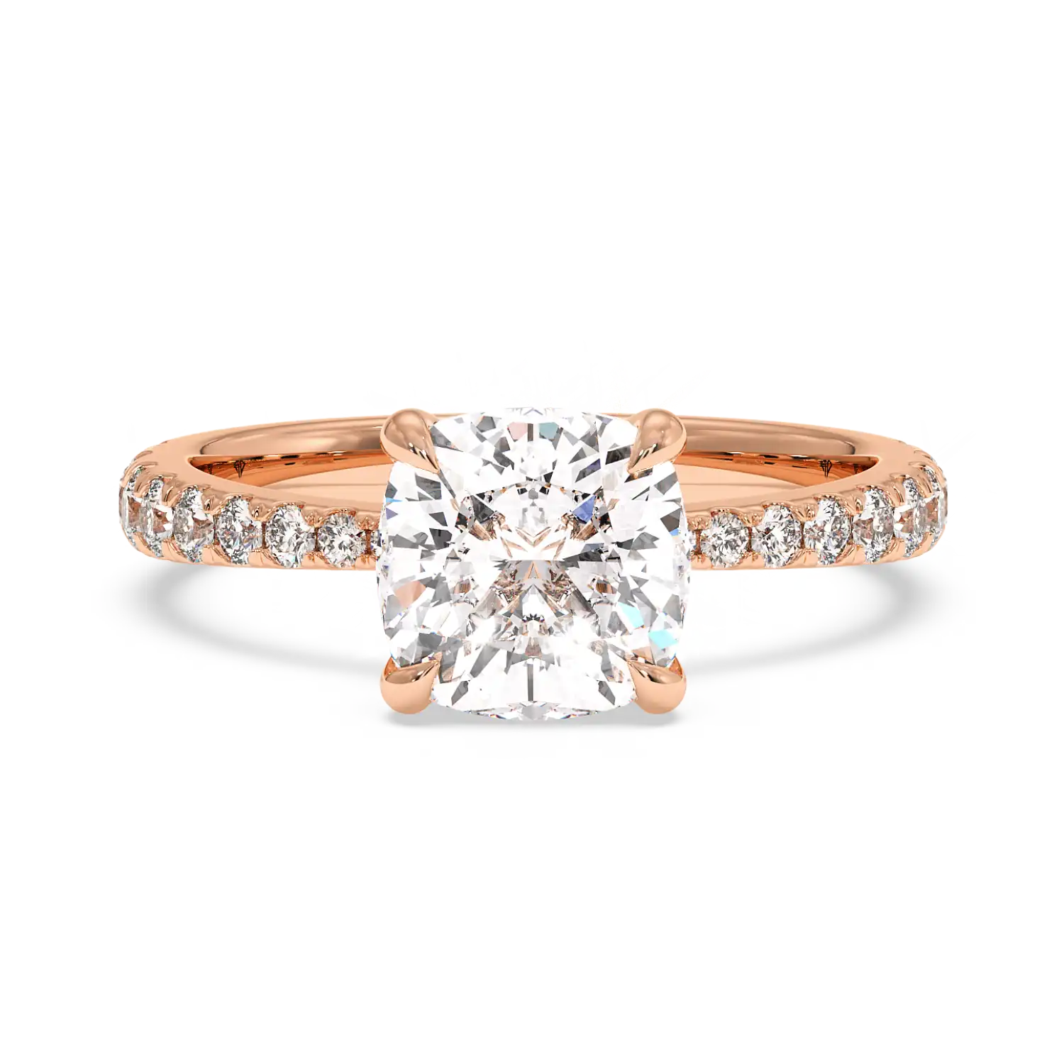 18K Rose Gold Ena Diamond Shoulder Engagement Ring