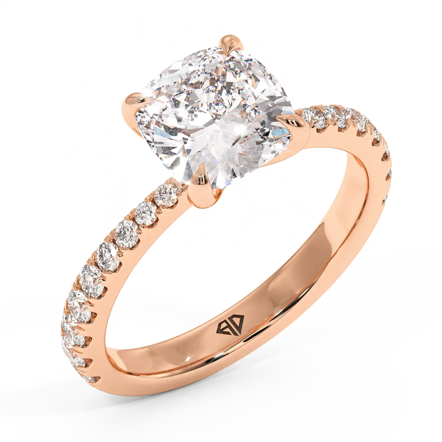 18K Rose Gold Ena Diamond Shoulder Engagement Ring