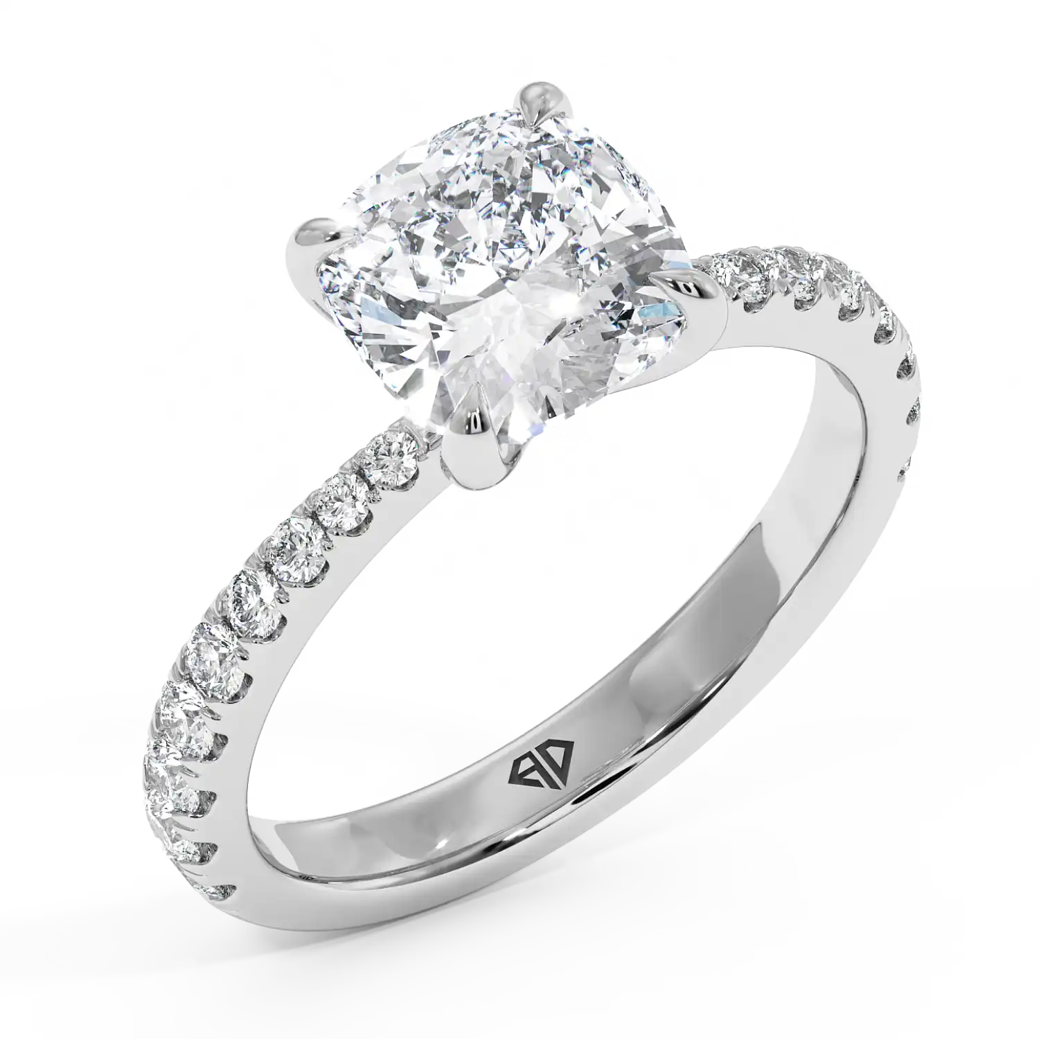 18K White Gold Ena Diamond Shoulder Engagement Ring