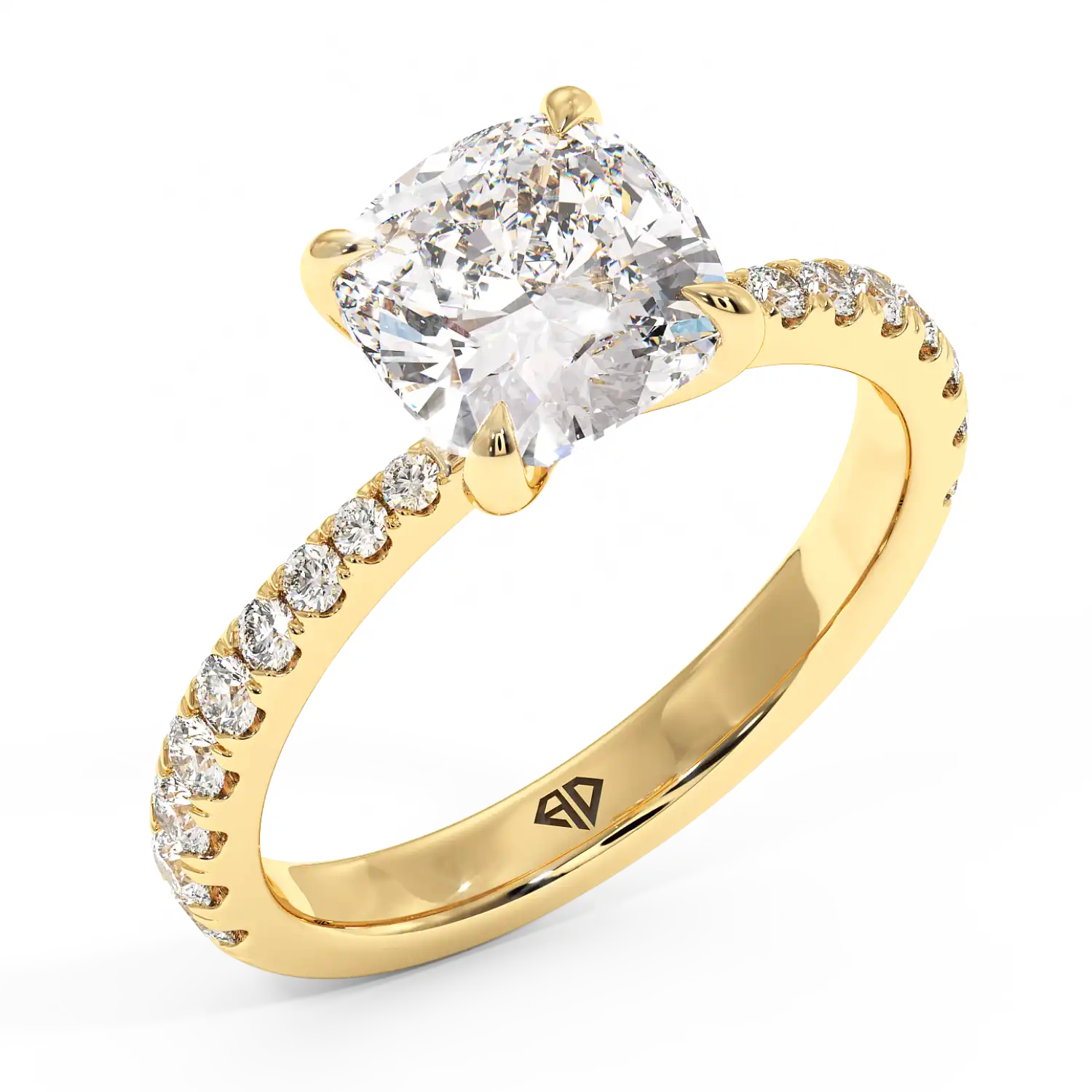 18K Yellow Gold Ena Diamond Shoulder Engagement Ring