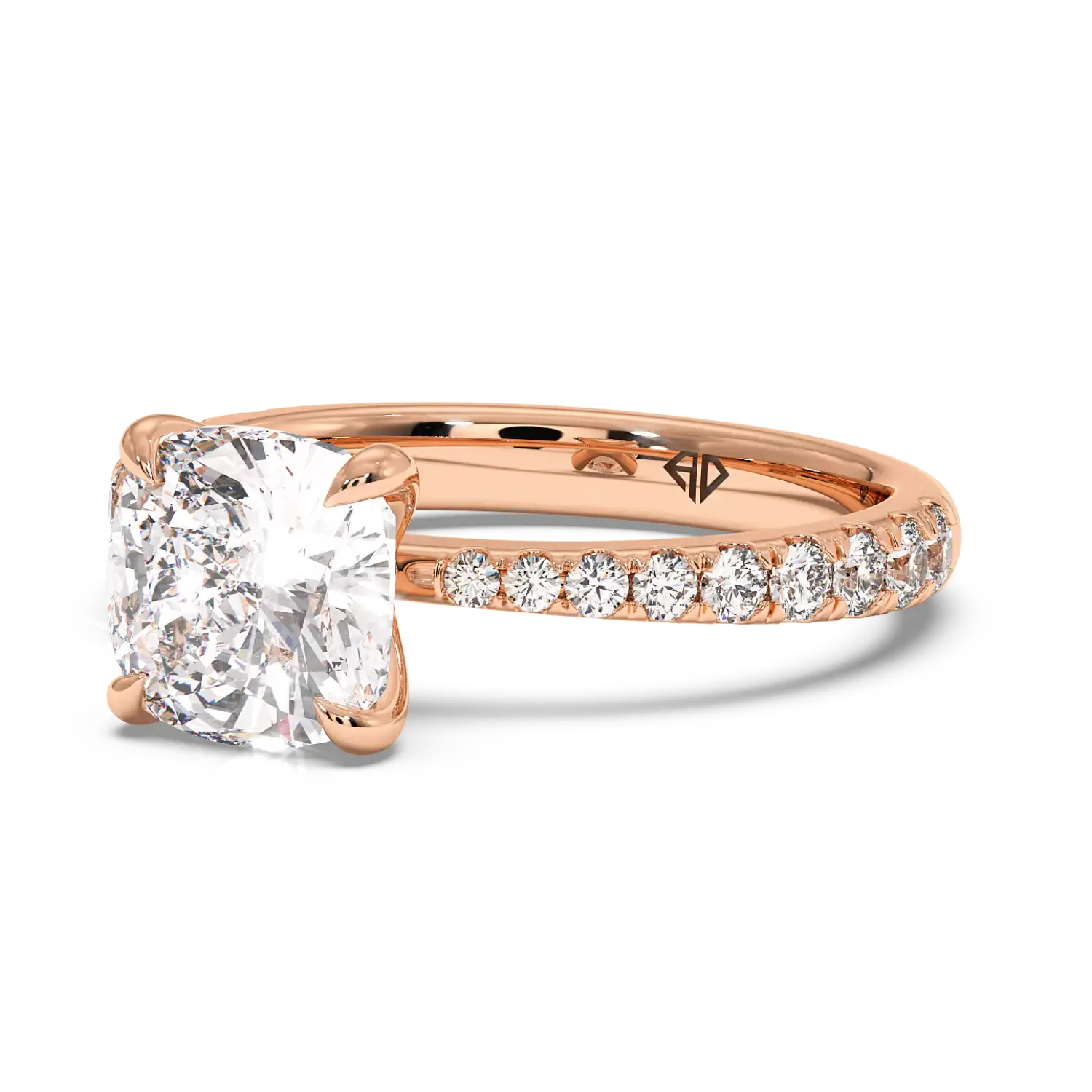 18K Rose Gold Ena Diamond Shoulder Engagement Ring