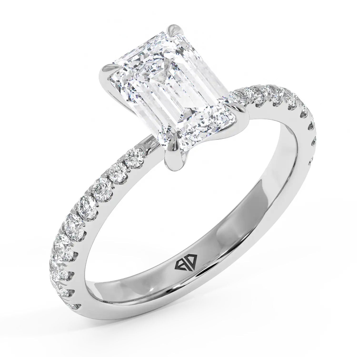 Platinum Ena Diamond Shoulder Engagement Ring