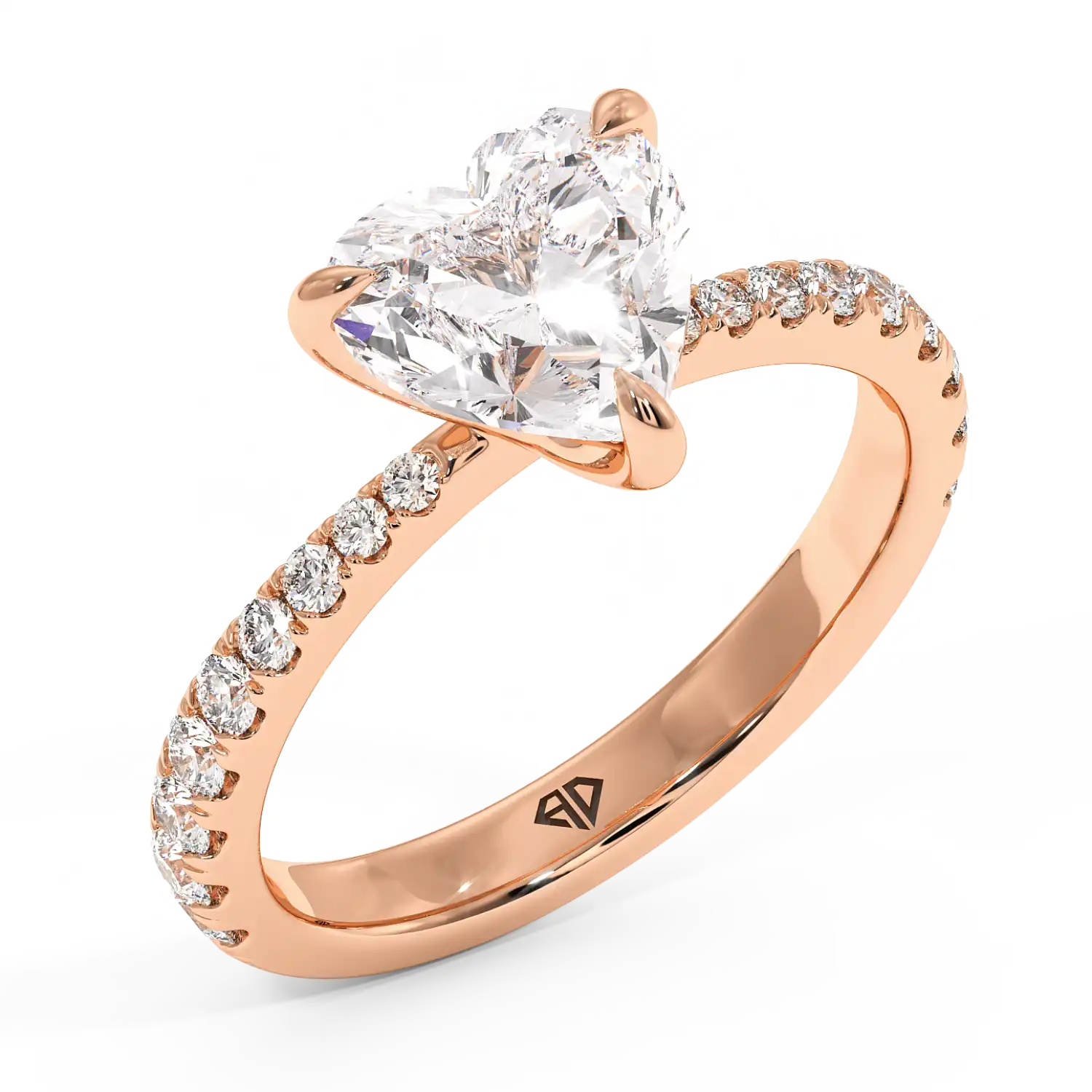 18K Rose Gold Ena Diamond Shoulder Engagement Ring