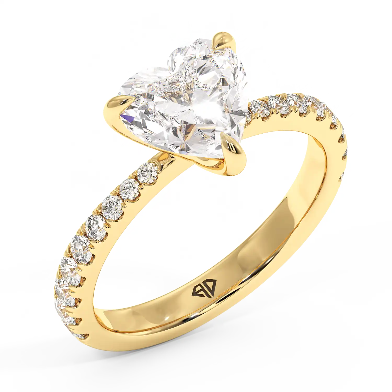 18K Yellow Gold Ena Diamond Shoulder Engagement Ring