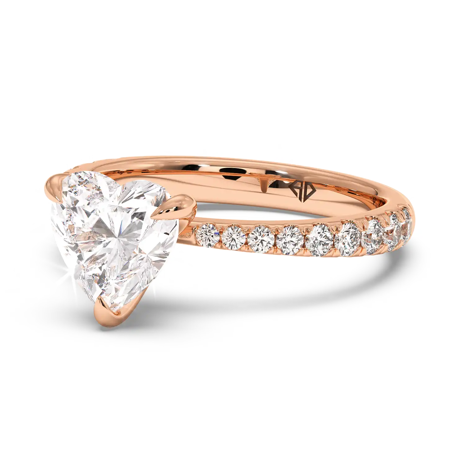 18K Rose Gold Ena Diamond Shoulder Engagement Ring