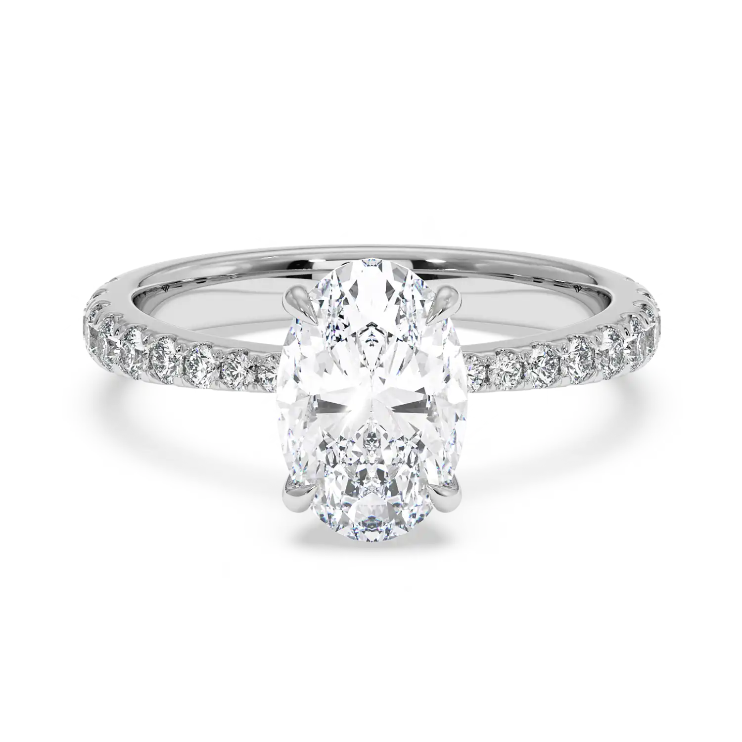 18K White Gold Ena Diamond Shoulder Engagement Ring