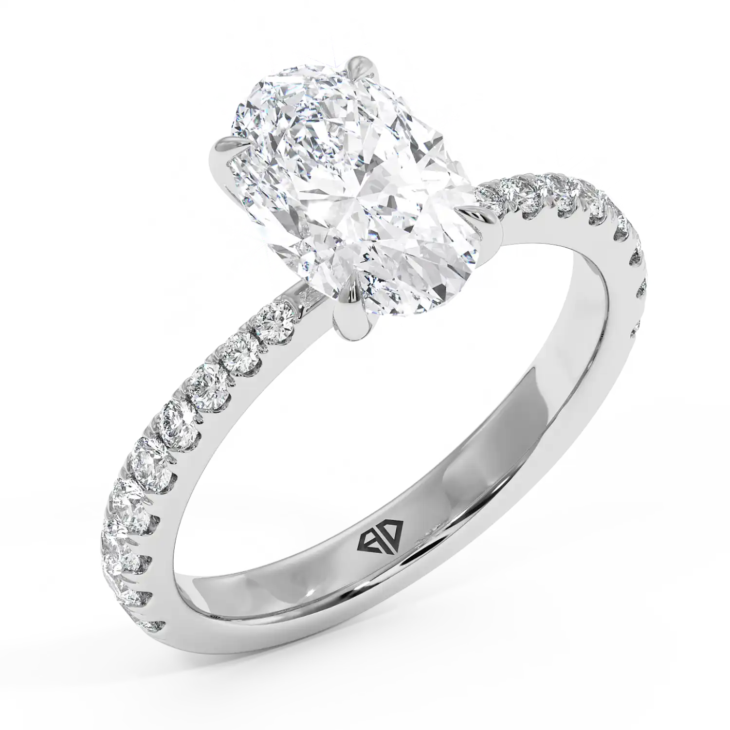 Platinum Ena Diamond Shoulder Engagement Ring