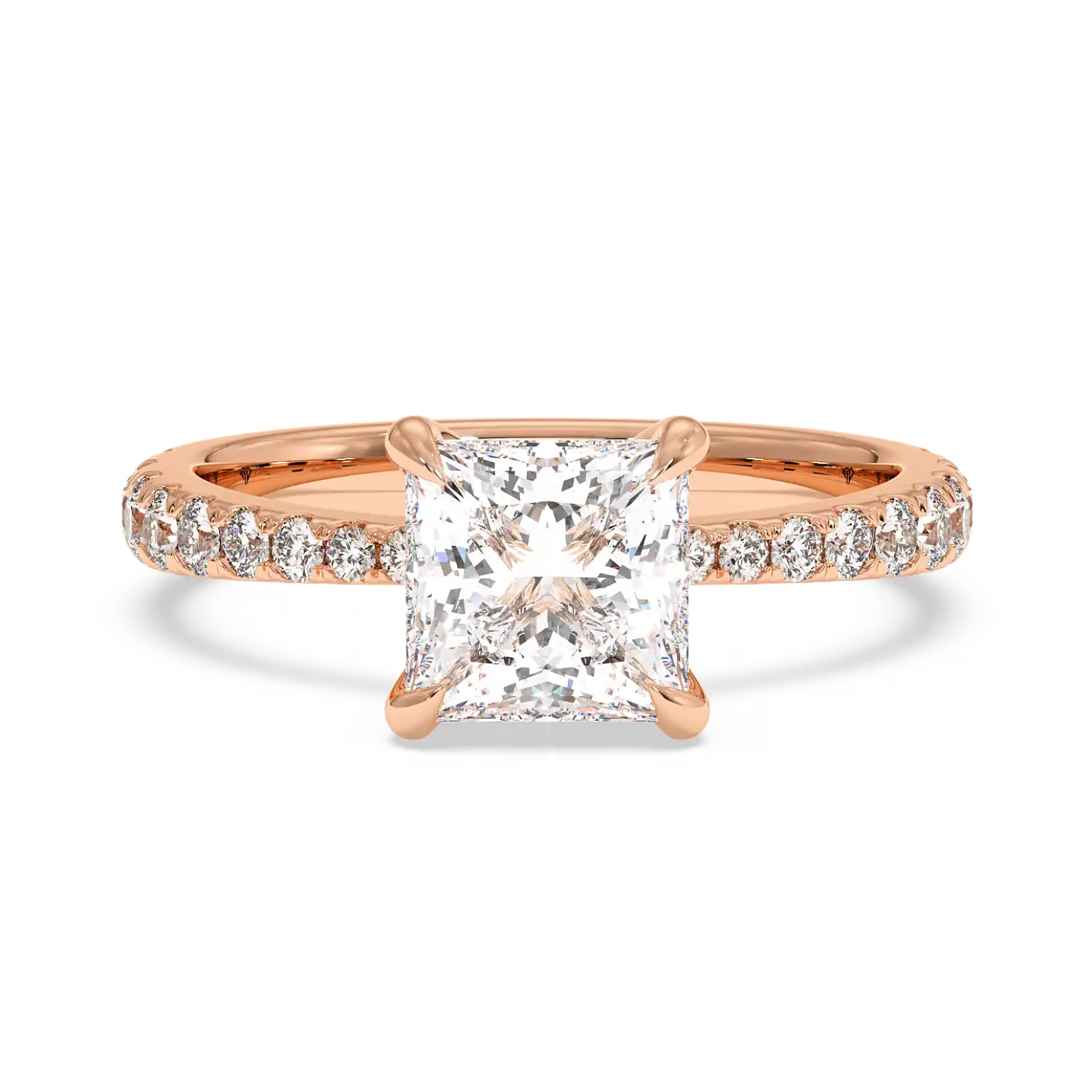 18K Rose Gold Ena Diamond Shoulder Engagement Ring