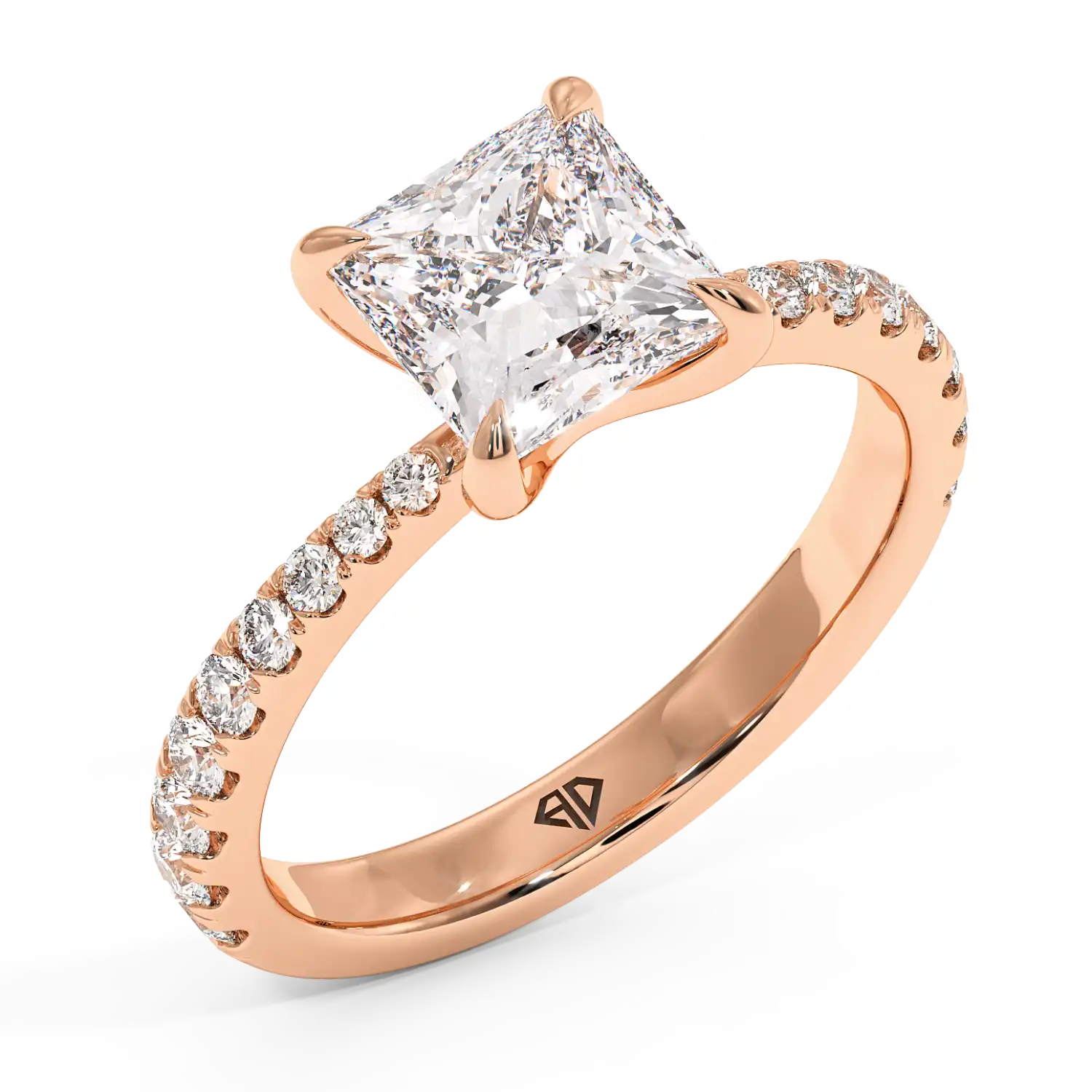 18K Rose Gold Ena Diamond Shoulder Engagement Ring