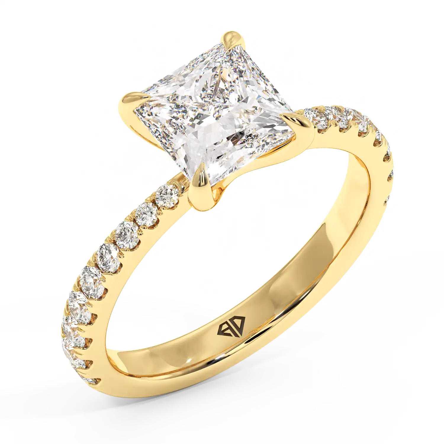 18K Yellow Gold Ena Diamond Shoulder Engagement Ring