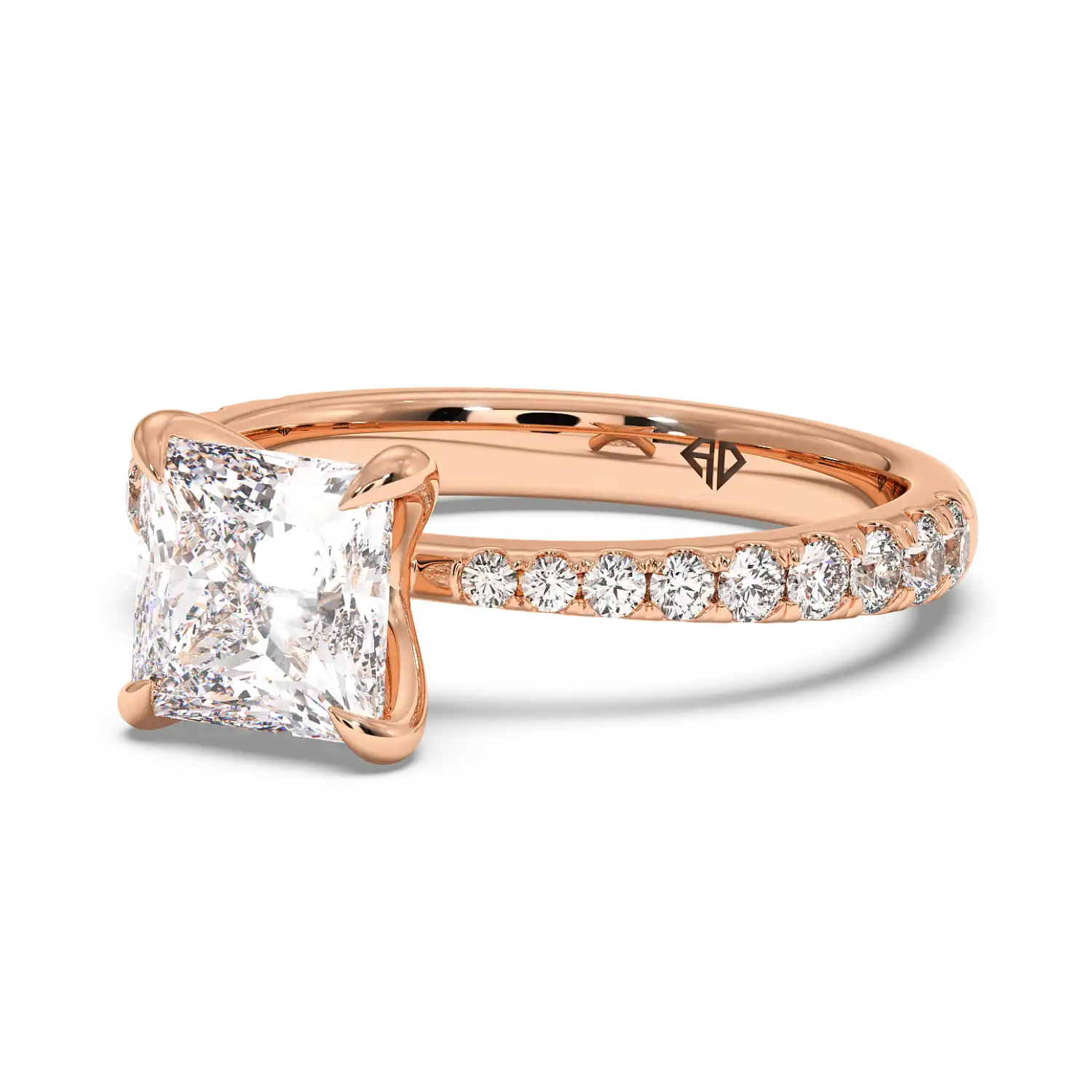 18K Rose Gold Ena Diamond Shoulder Engagement Ring