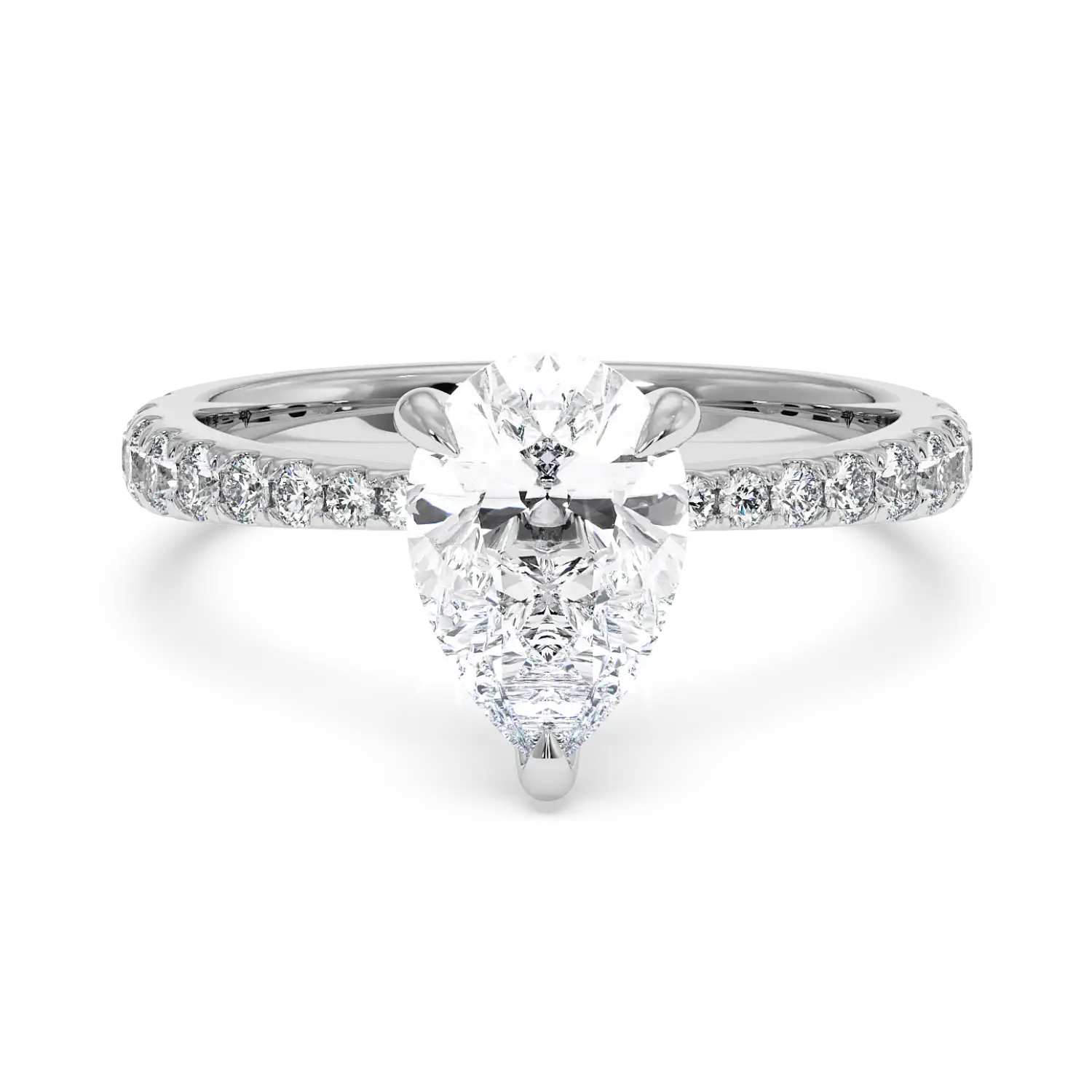 Platinum Ena Diamond Shoulder Engagement Ring