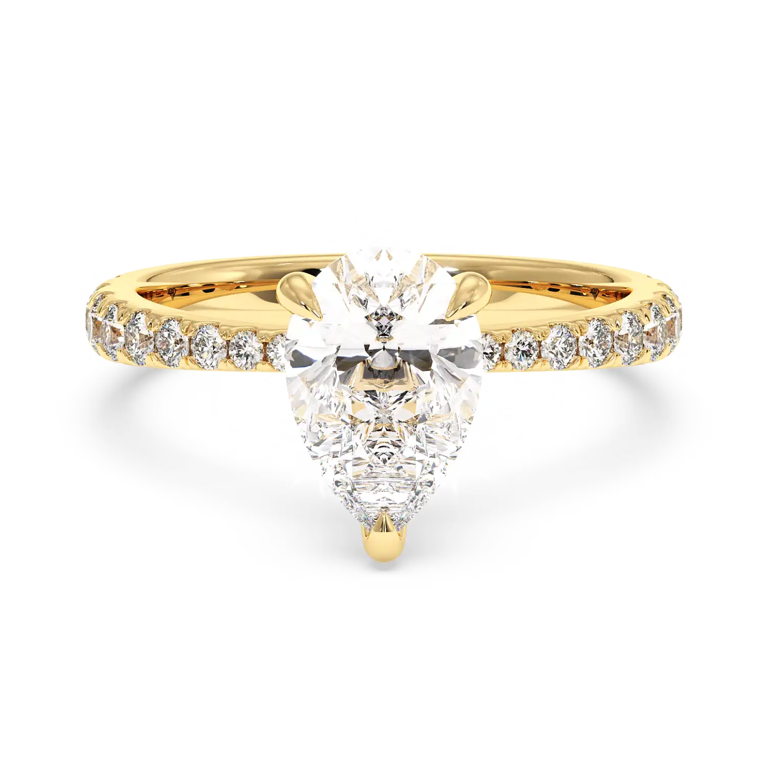 18K Yellow Gold Ena Diamond Shoulder Engagement Ring