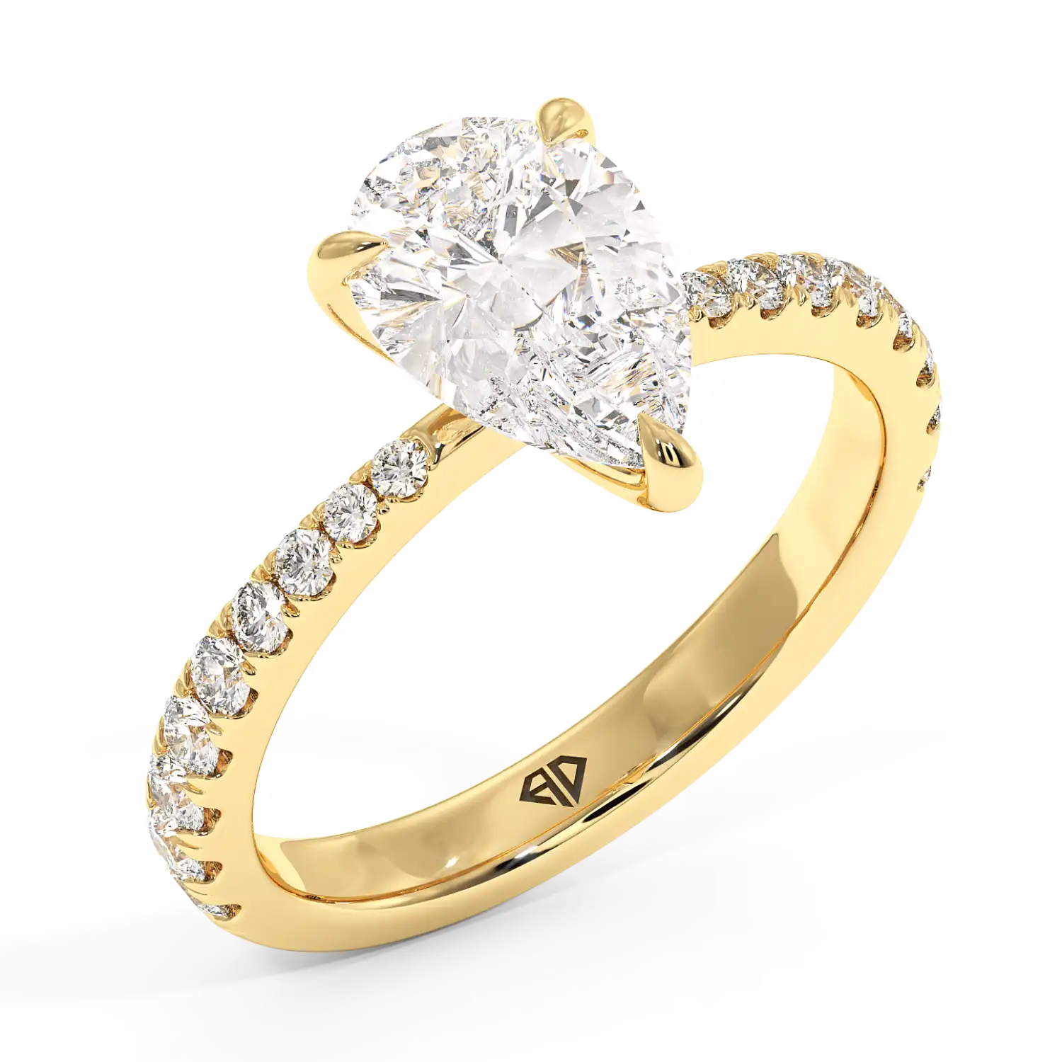 18K Yellow Gold Ena Diamond Shoulder Engagement Ring