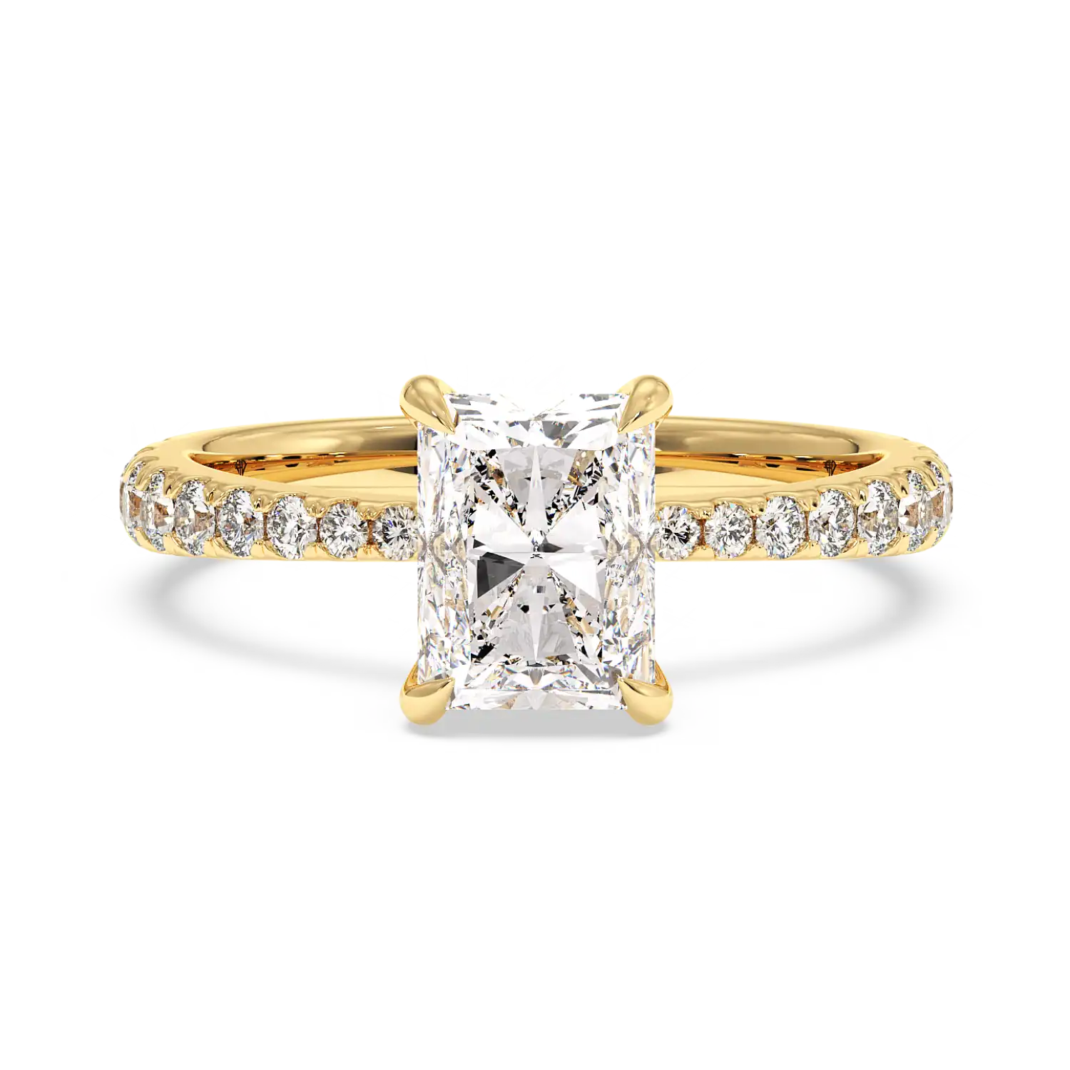 18K Yellow Gold Ena Diamond Shoulder Engagement Ring