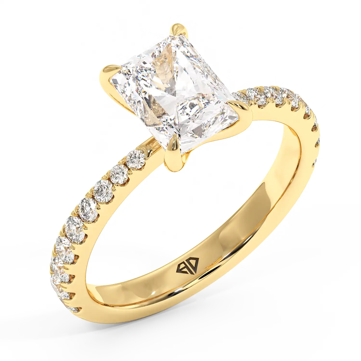 18K Yellow Gold Ena Diamond Shoulder Engagement Ring