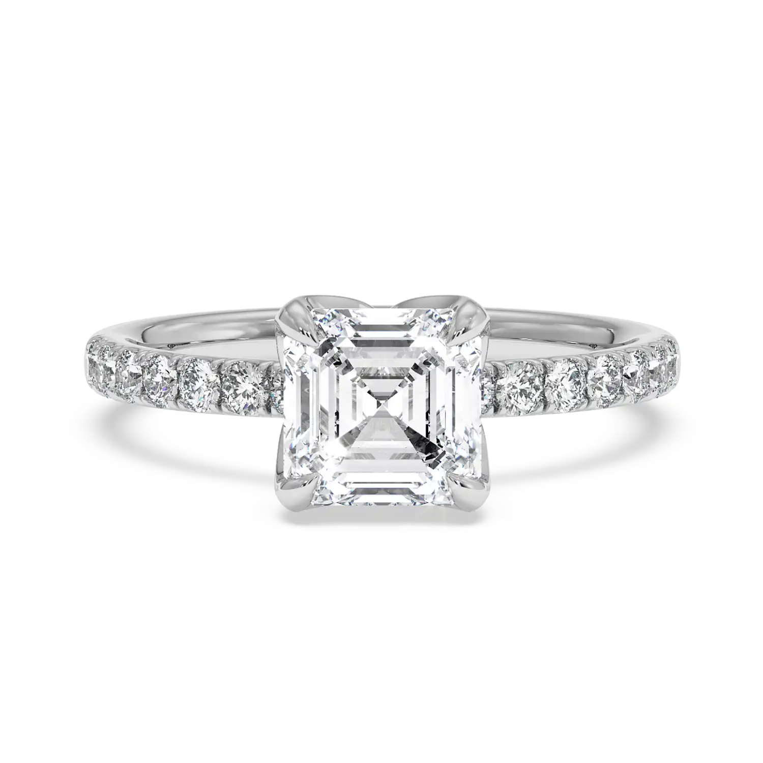 18K White Gold Stella Diamond Shoulder Engagement Ring