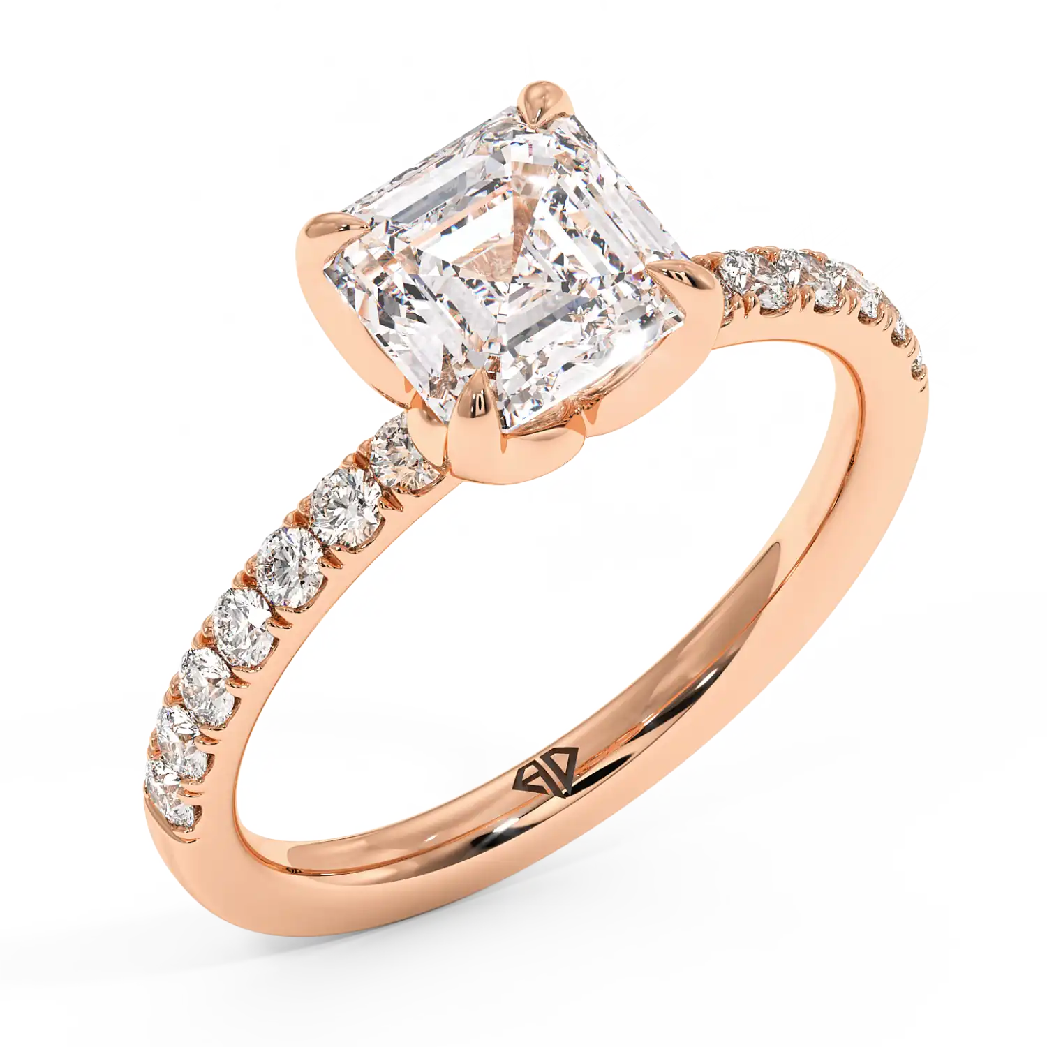 18K Rose Gold Stella Diamond Shoulder Engagement Ring