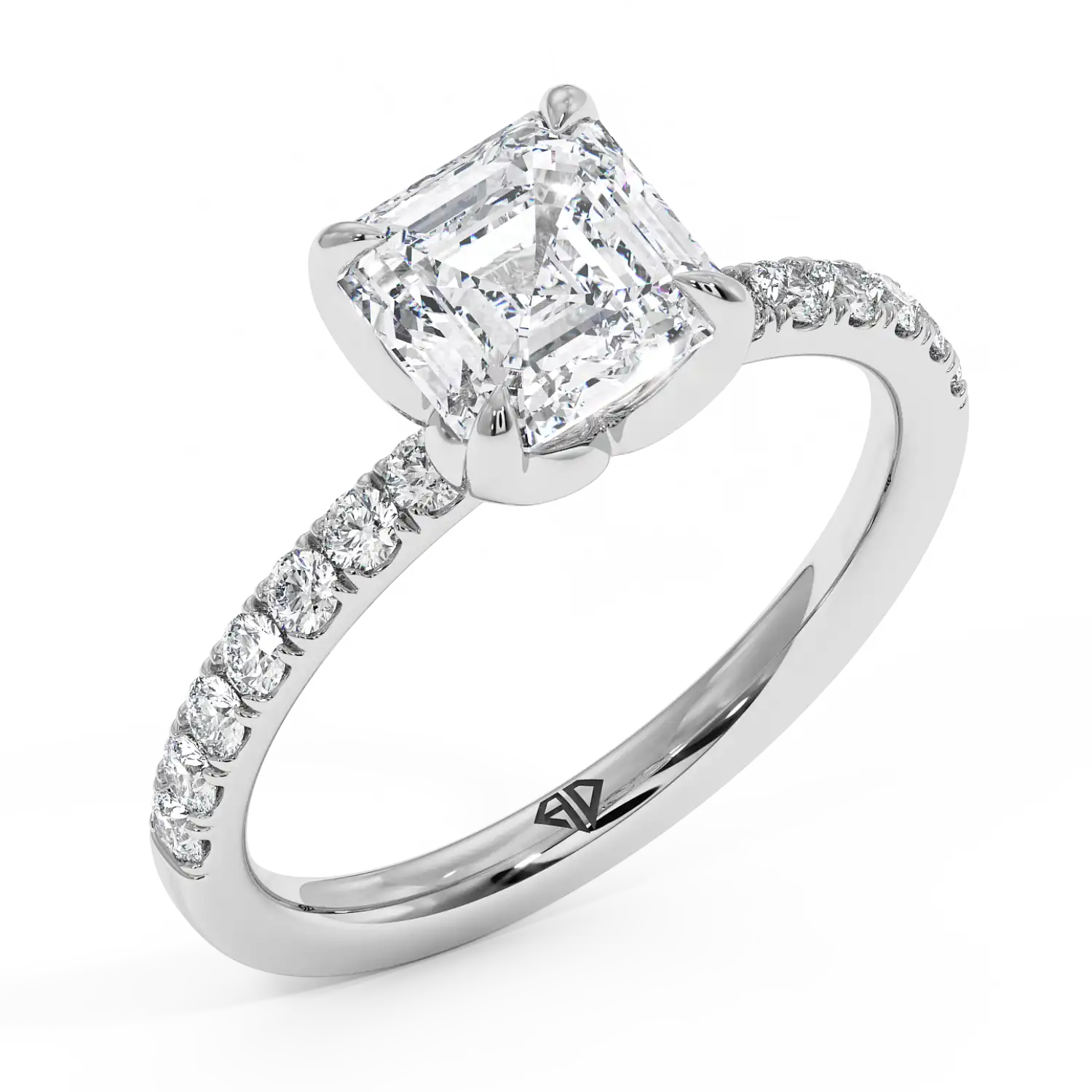 18K White Gold Stella Diamond Shoulder Engagement Ring