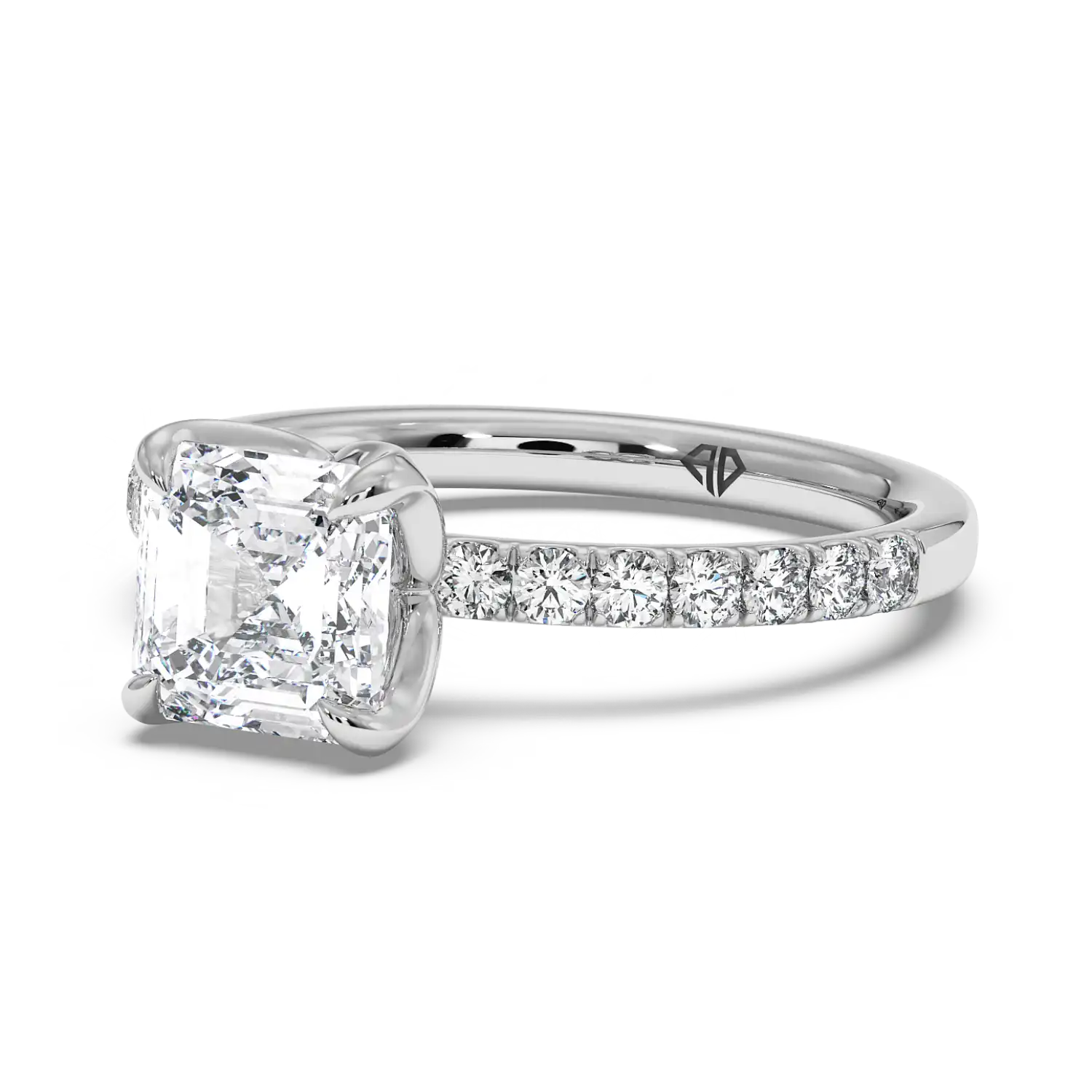 18K White Gold Stella Diamond Shoulder Engagement Ring