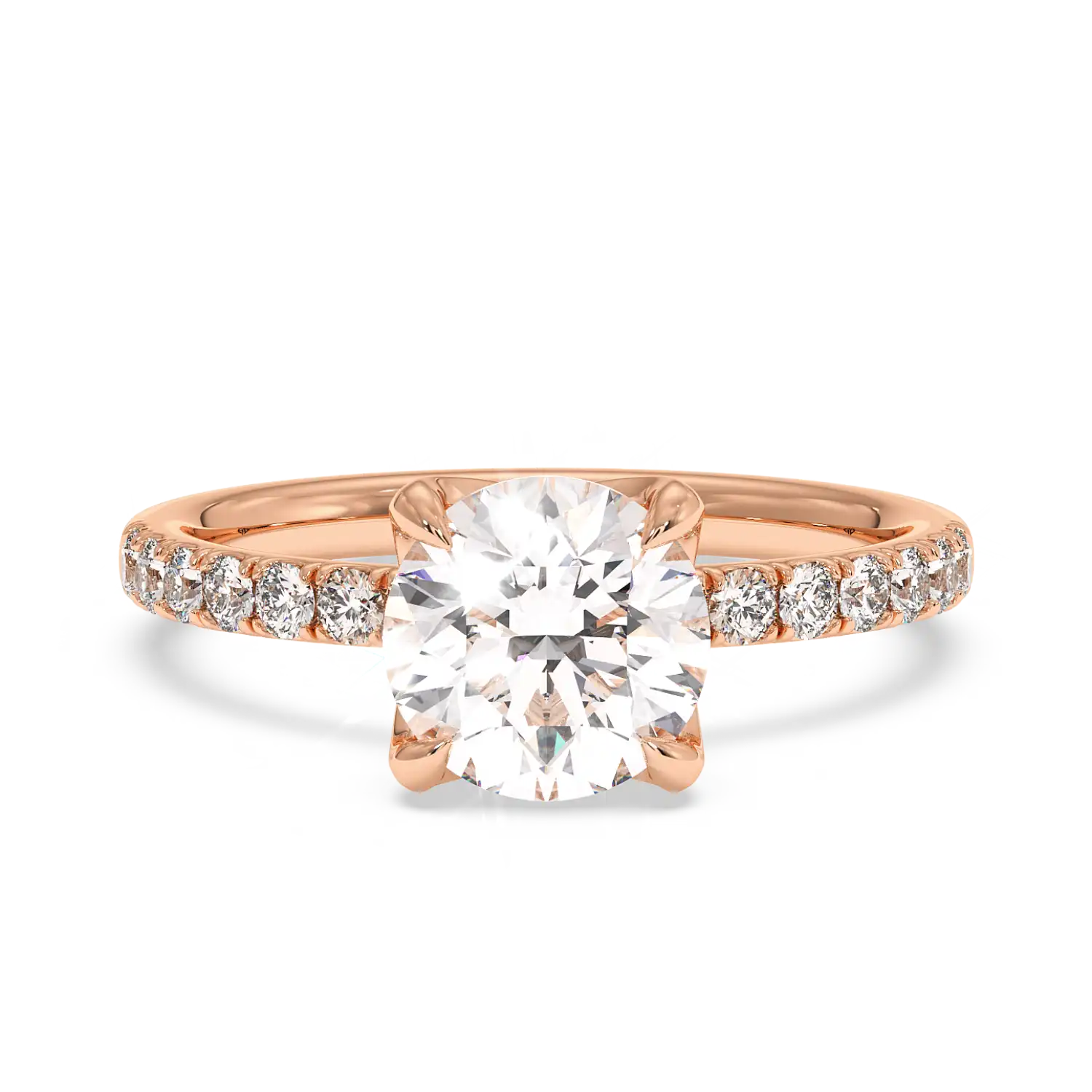 18K Rose Gold Stella Diamond Shoulder Engagement Ring