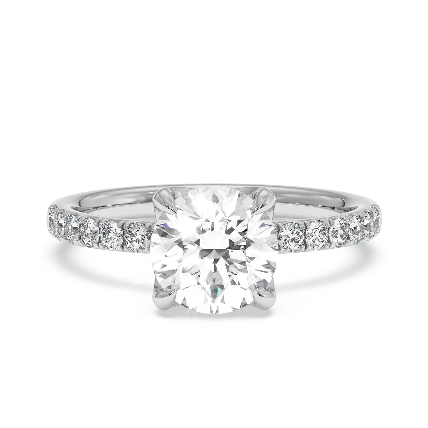 18K White Gold Stella Diamond Shoulder Engagement Ring