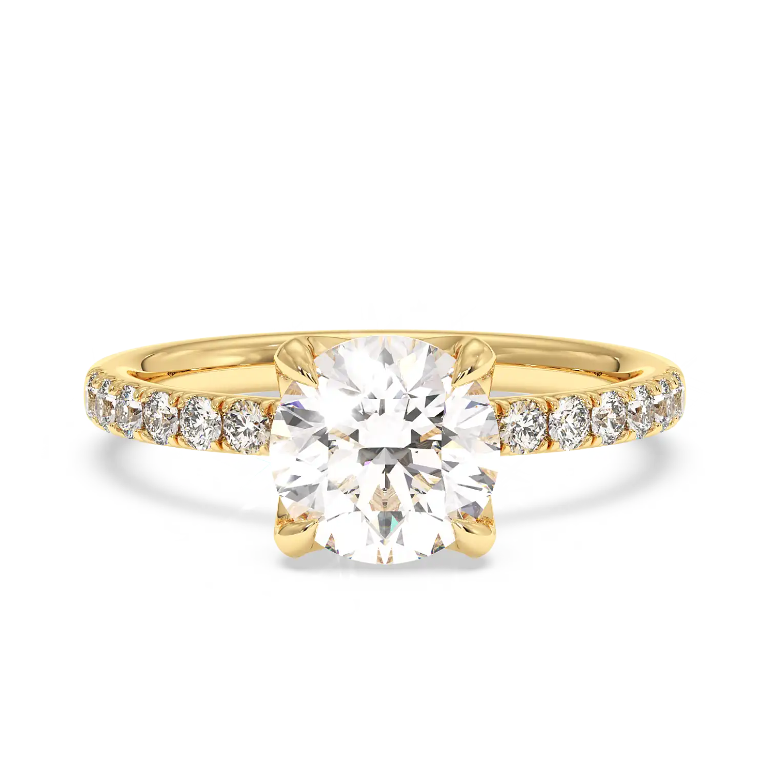 18K Yellow Gold Stella Diamond Shoulder Engagement Ring