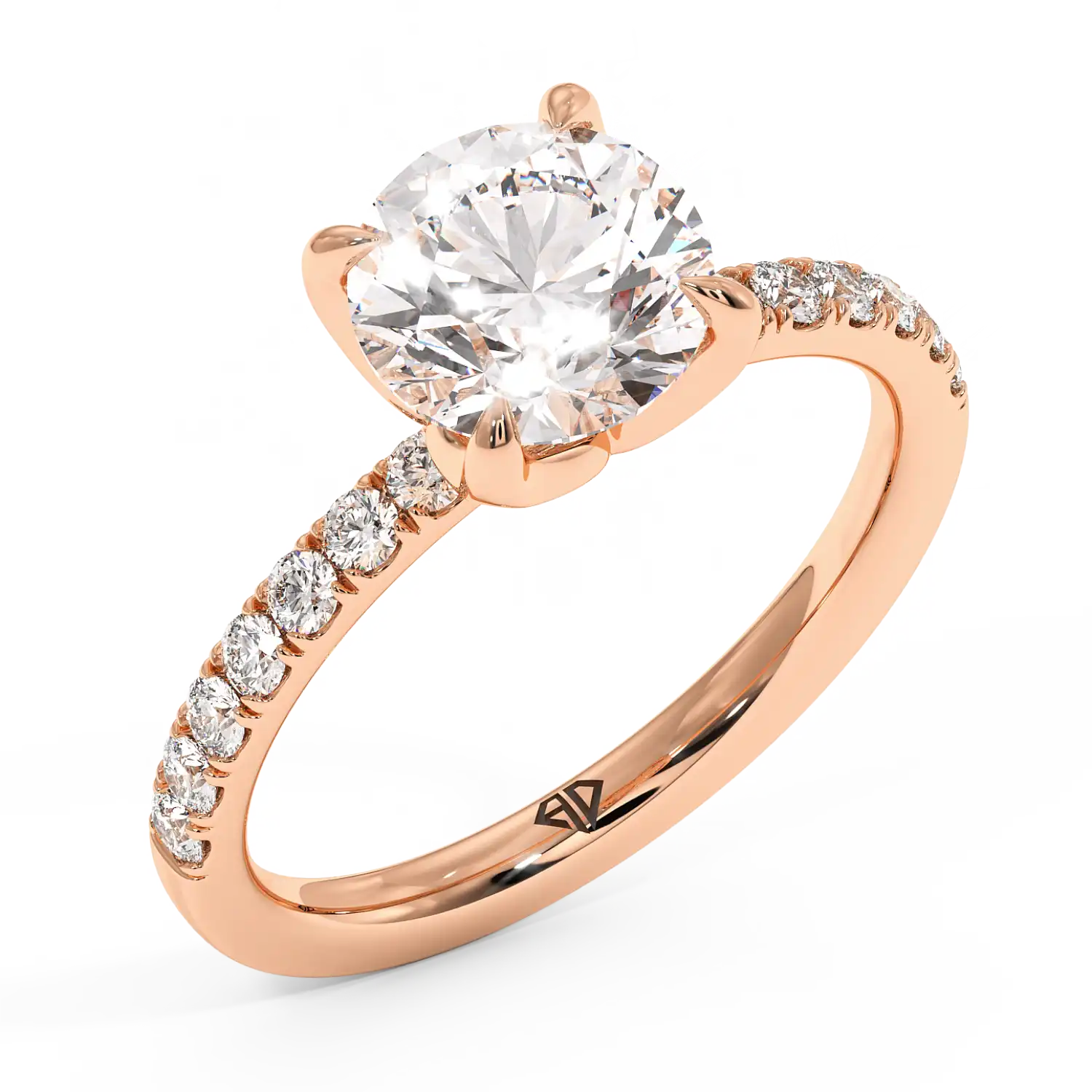 18K Rose Gold Stella Diamond Shoulder Engagement Ring