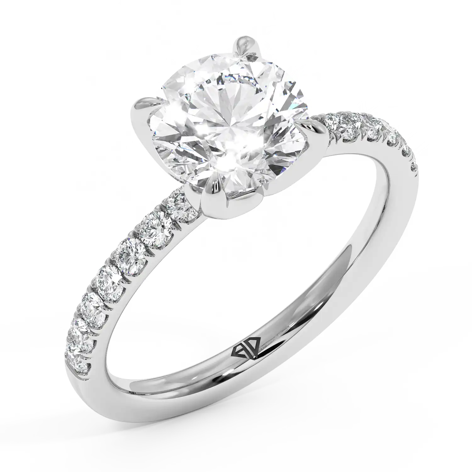 Platinum Stella Diamond Shoulder Engagement Ring