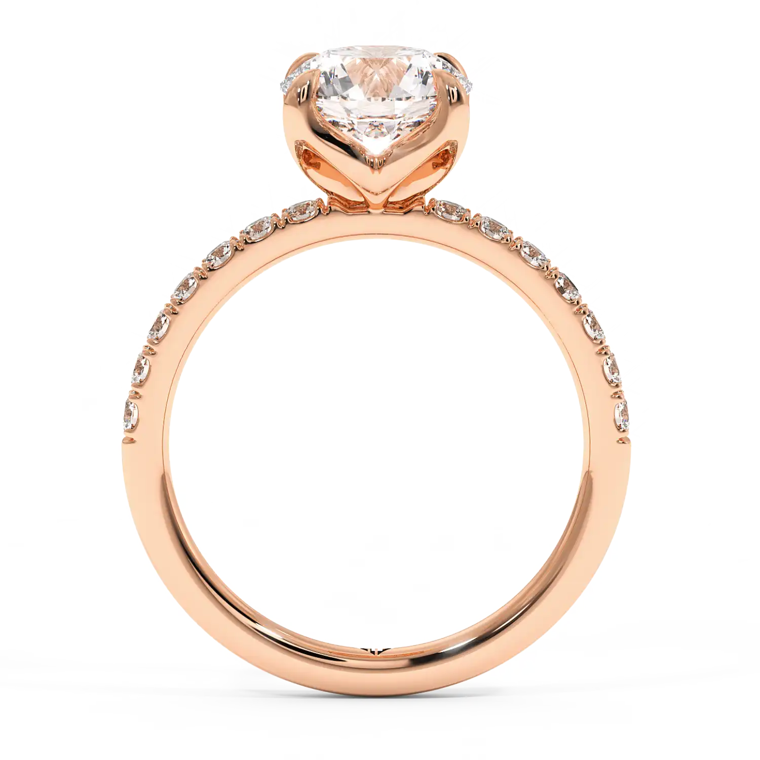 18K Rose Gold Stella Diamond Shoulder Engagement Ring