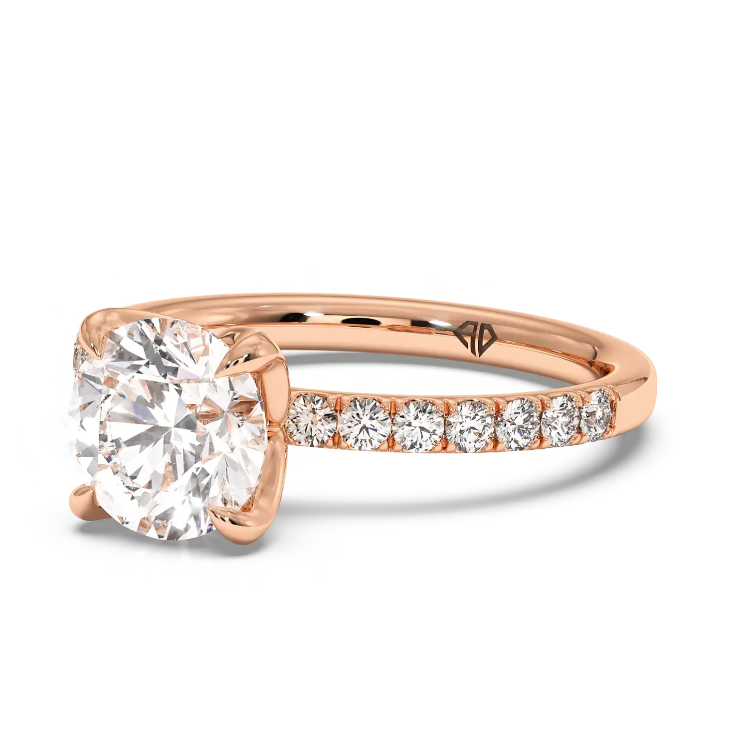 18K Rose Gold Stella Diamond Shoulder Engagement Ring