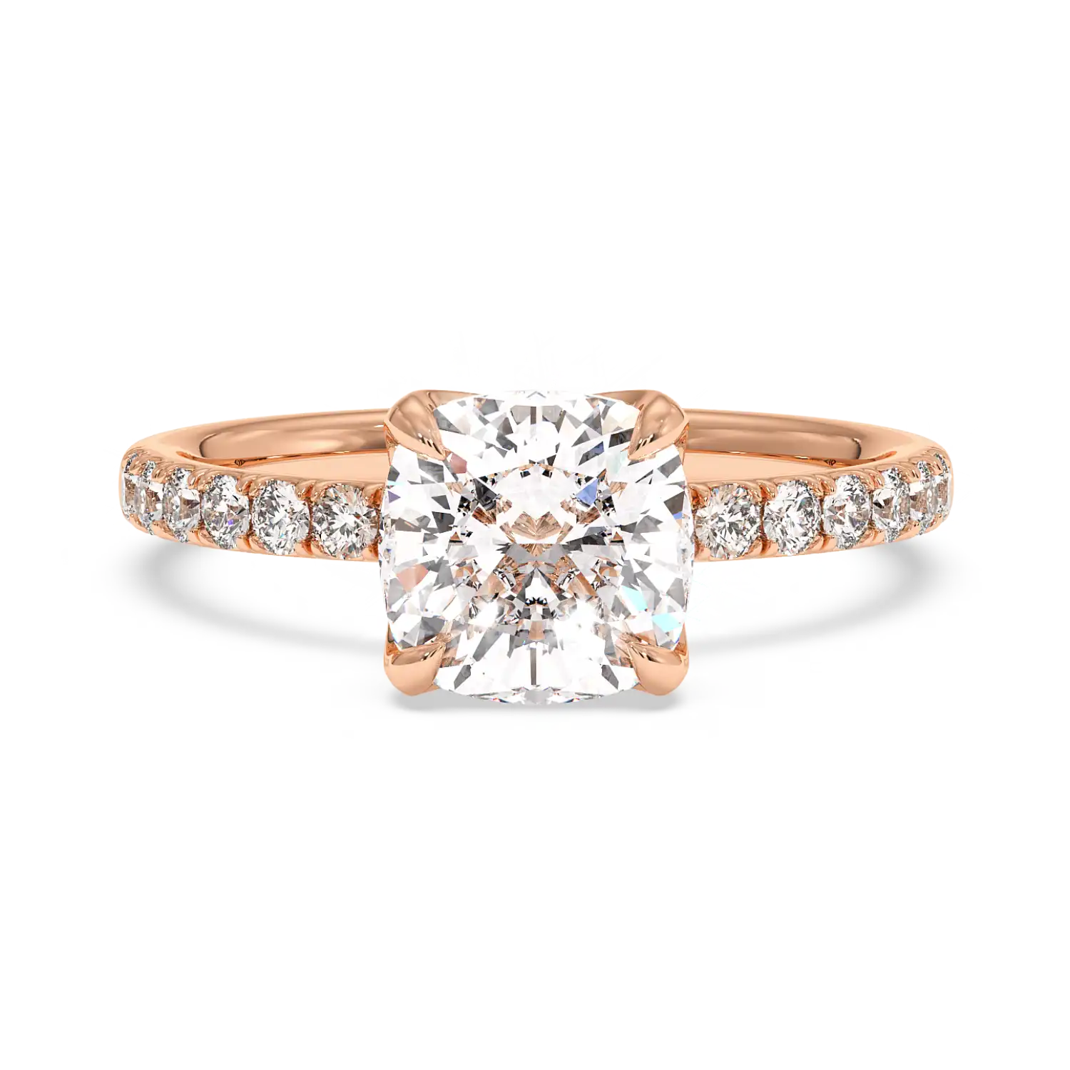 18K Rose Gold Stella Diamond Shoulder Engagement Ring