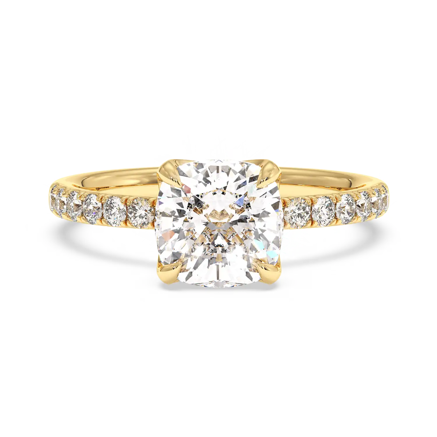 18K Yellow Gold Stella Diamond Shoulder Engagement Ring