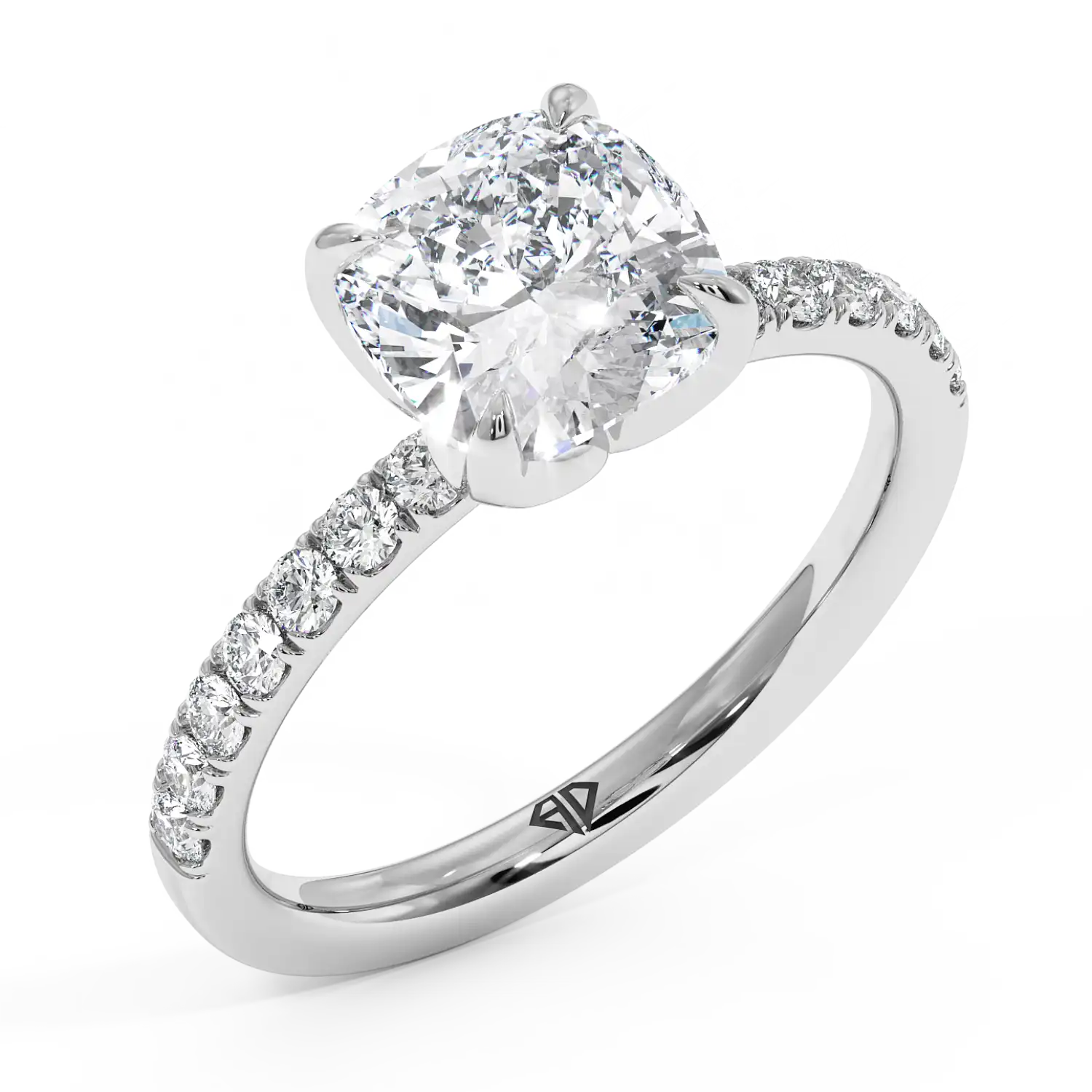 18K White Gold Stella Diamond Shoulder Engagement Ring