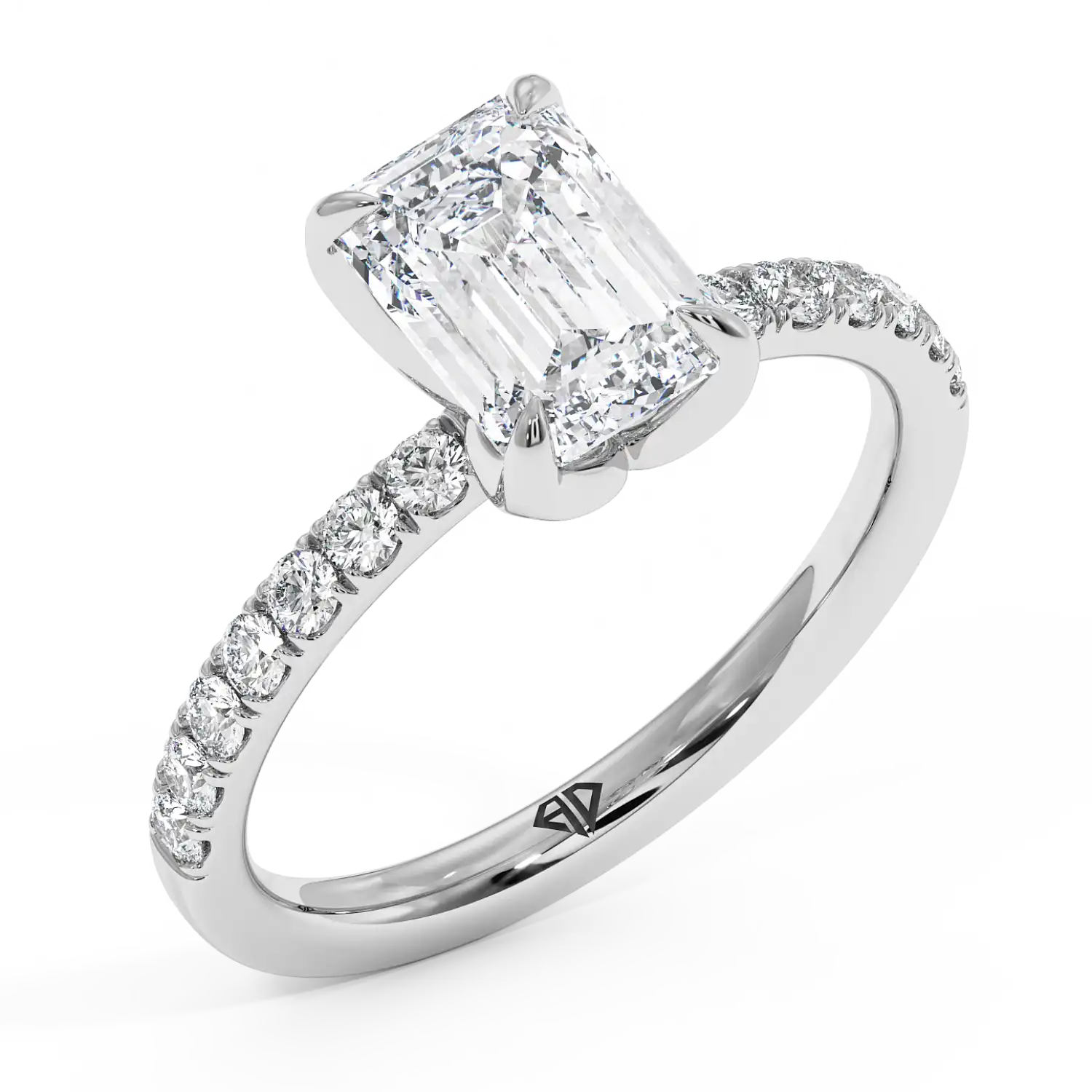 Platinum Stella Diamond Shoulder Engagement Ring