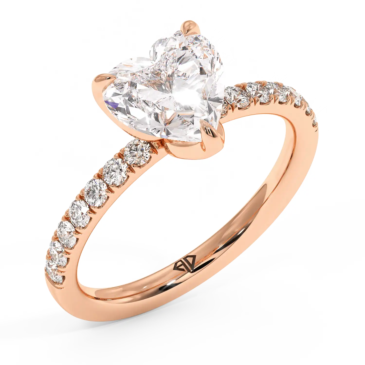 18K Rose Gold Stella Diamond Shoulder Engagement Ring