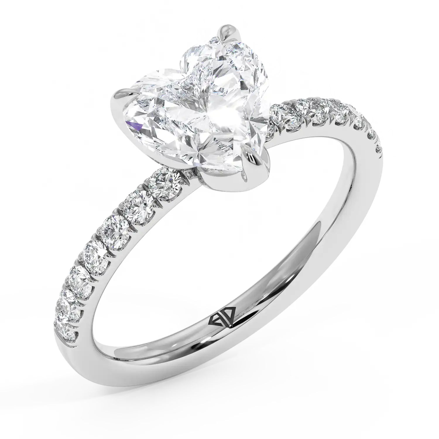 Platinum Stella Diamond Shoulder Engagement Ring