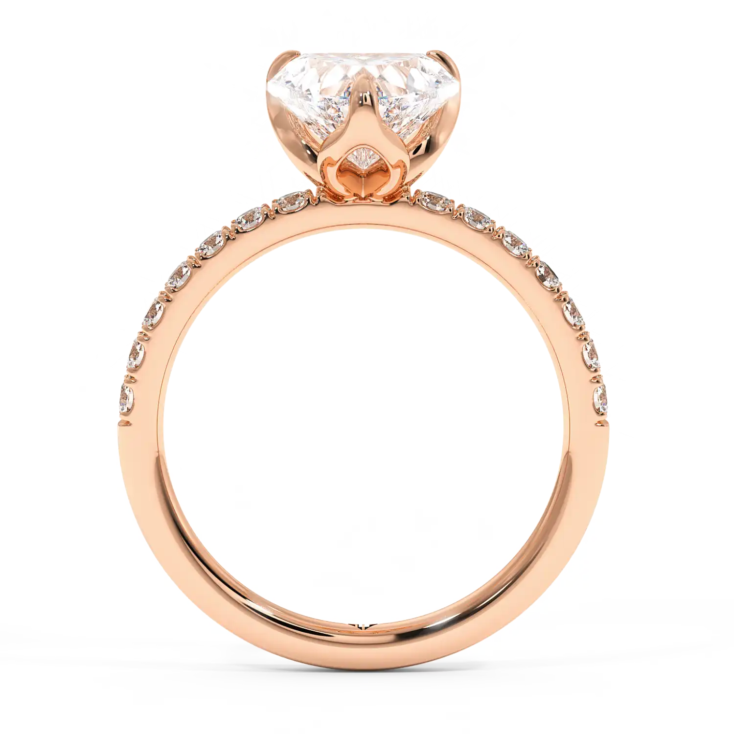 18K Rose Gold Stella Diamond Shoulder Engagement Ring