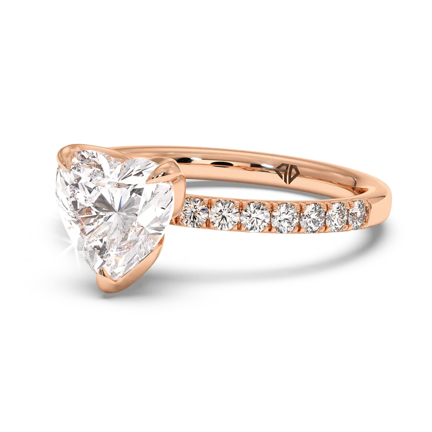 18K Rose Gold Stella Diamond Shoulder Engagement Ring