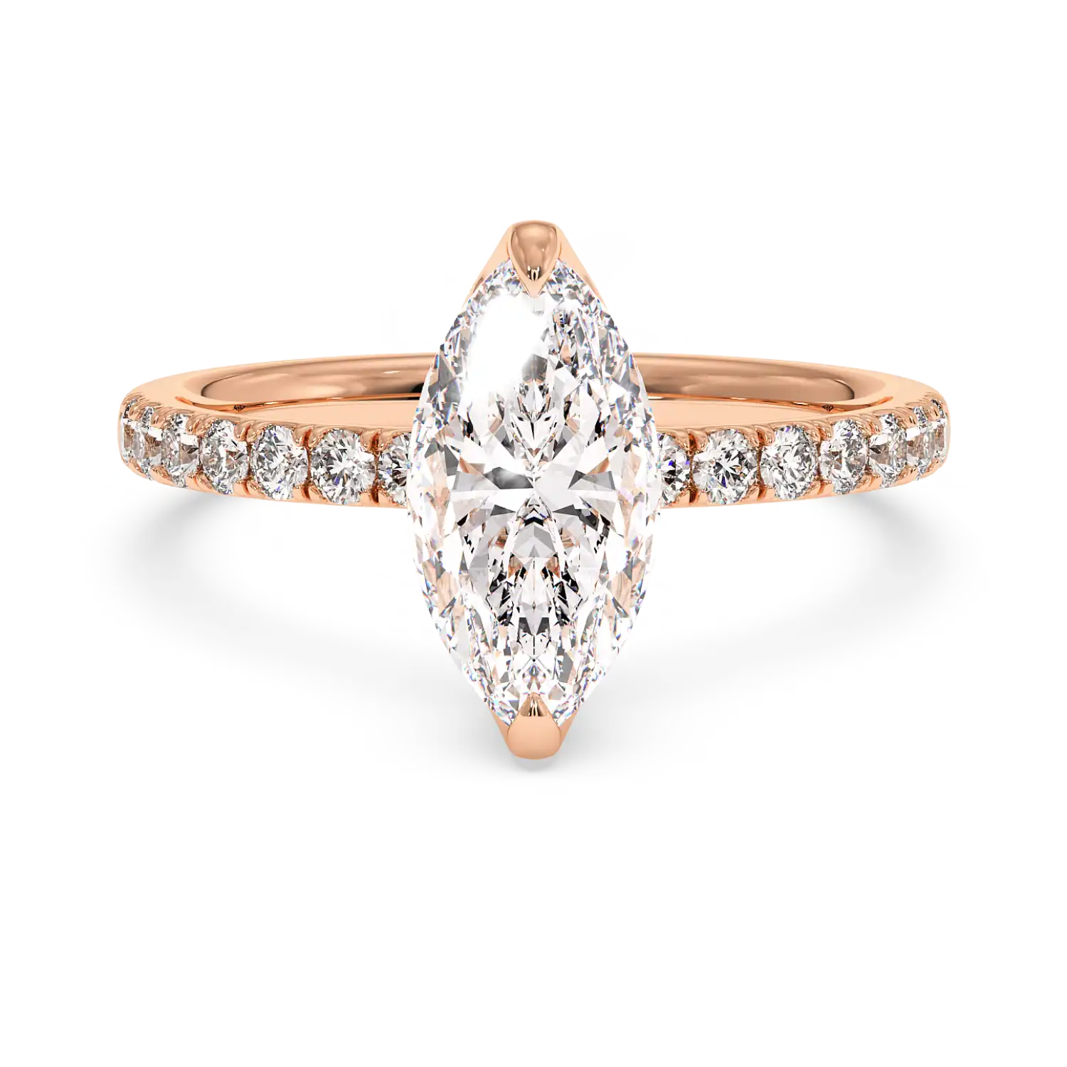 18K Rose Gold Stella Diamond Shoulder Engagement Ring