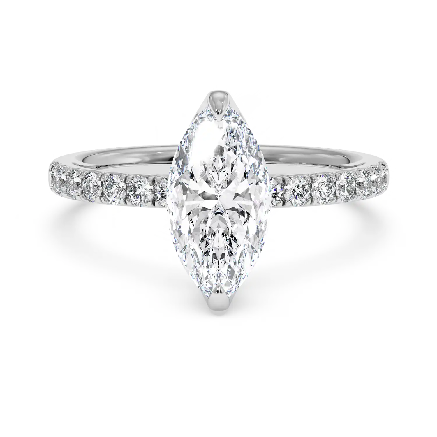 18K White Gold Stella Diamond Shoulder Engagement Ring