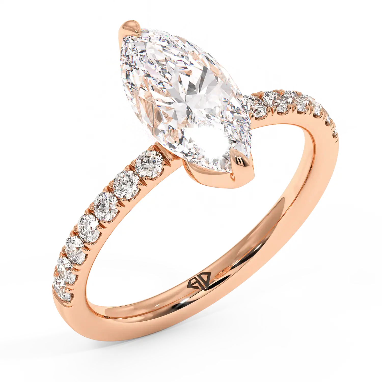 18K Rose Gold Stella Diamond Shoulder Engagement Ring