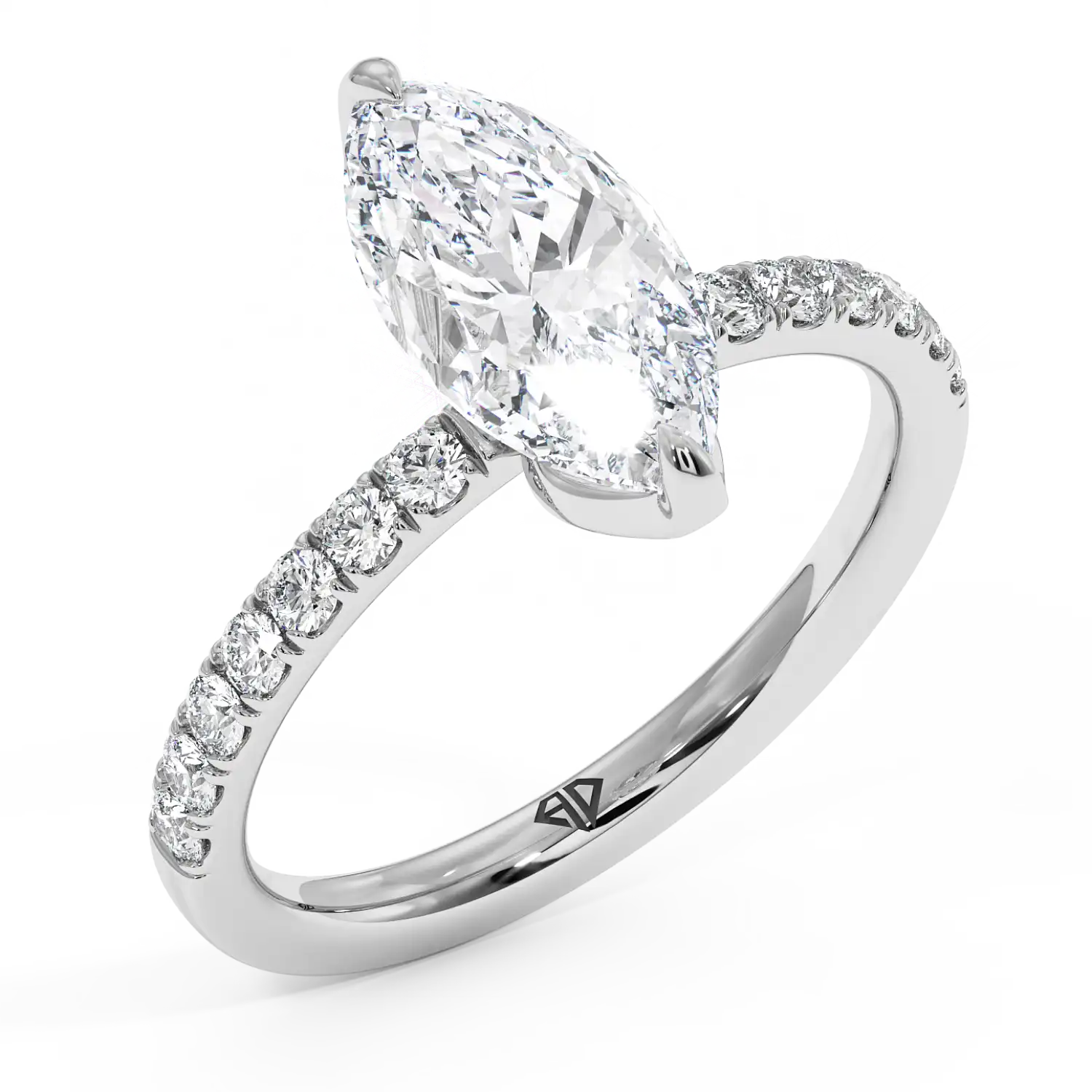 Platinum Stella Diamond Shoulder Engagement Ring